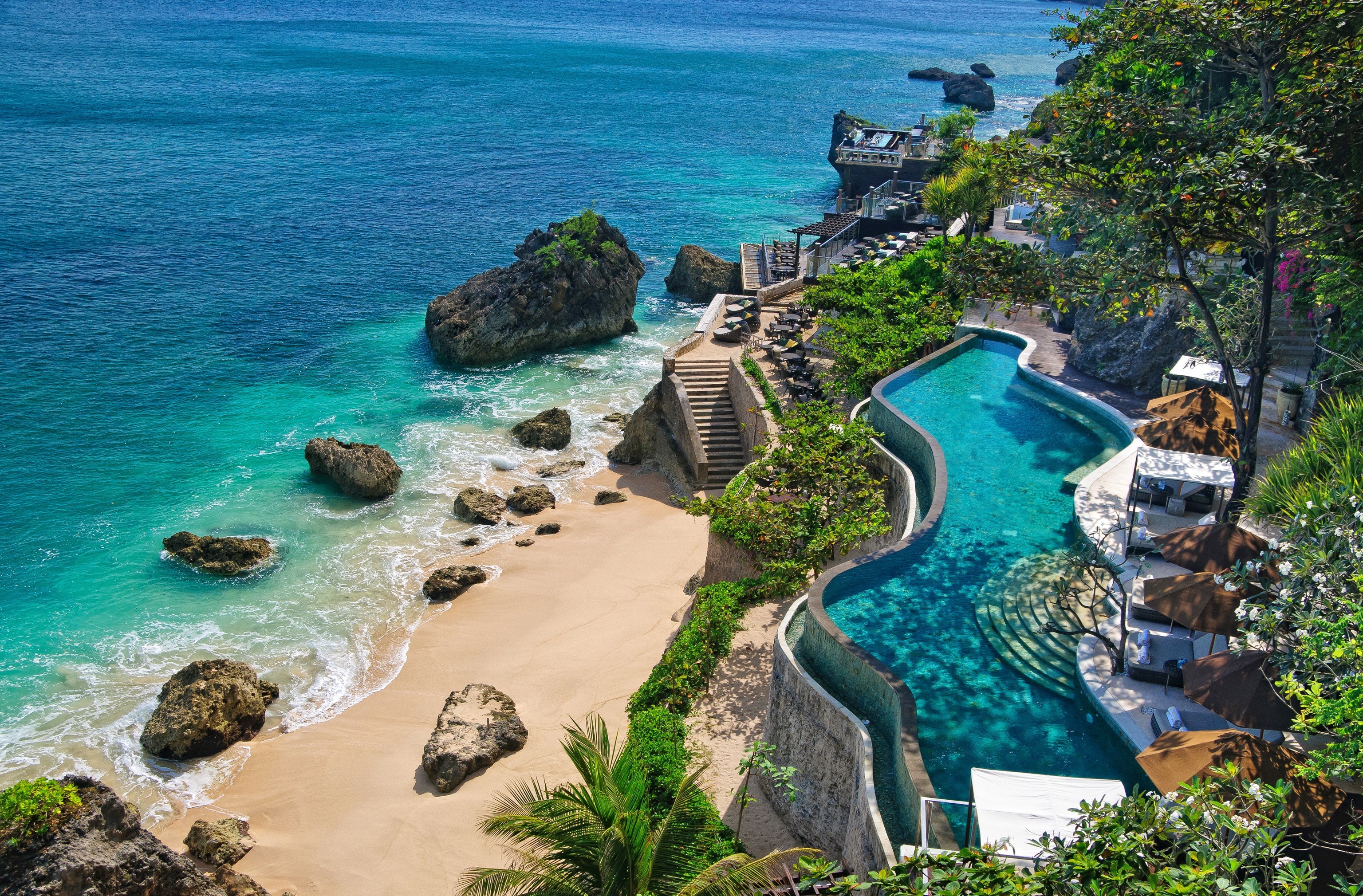 bali, beach, ocean, indonesia, resort, tropical, man made, pool Aesthetic wallpaper
