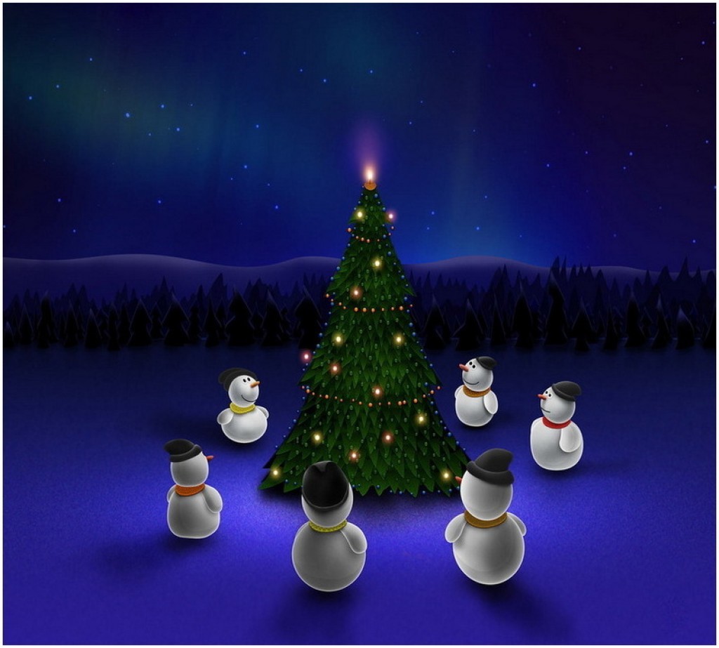 Download mobile wallpaper Fir Trees, Holidays, New Year, Snowman, Background for free.