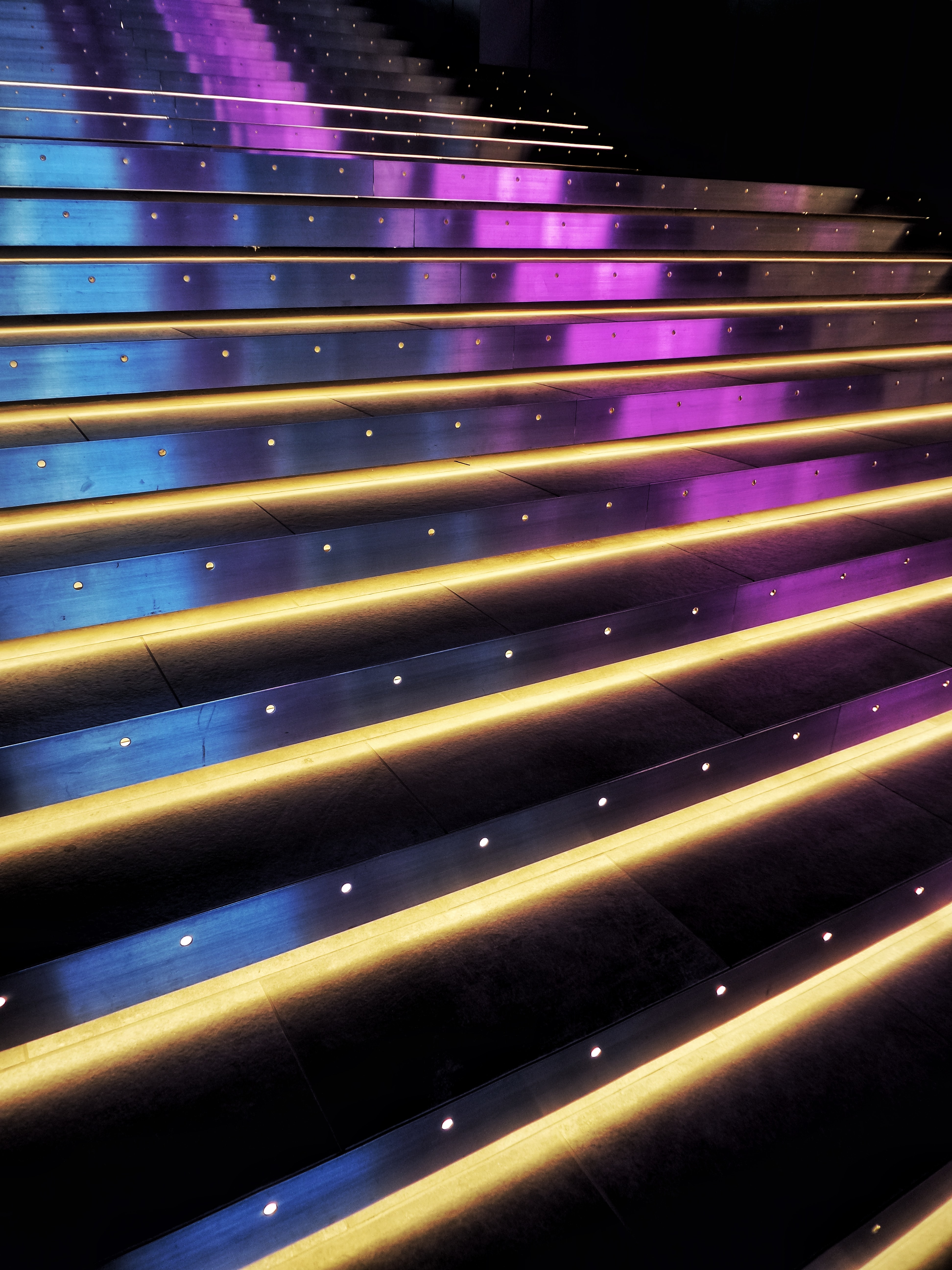 Download mobile wallpaper Ladder, Steps, Illumination, Backlight, Stairs, Miscellanea, Miscellaneous, Light, Neon, Shine for free.