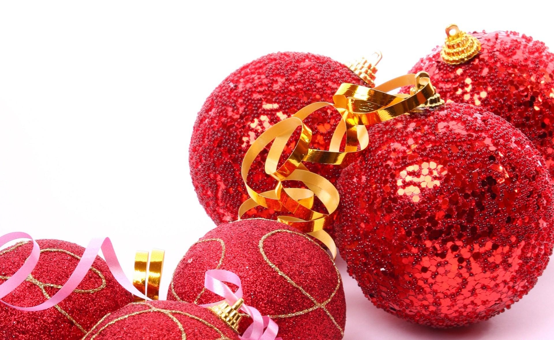 holidays, red, tape, christmas decorations, christmas tree toys, tinsel, balls, sequins Full HD