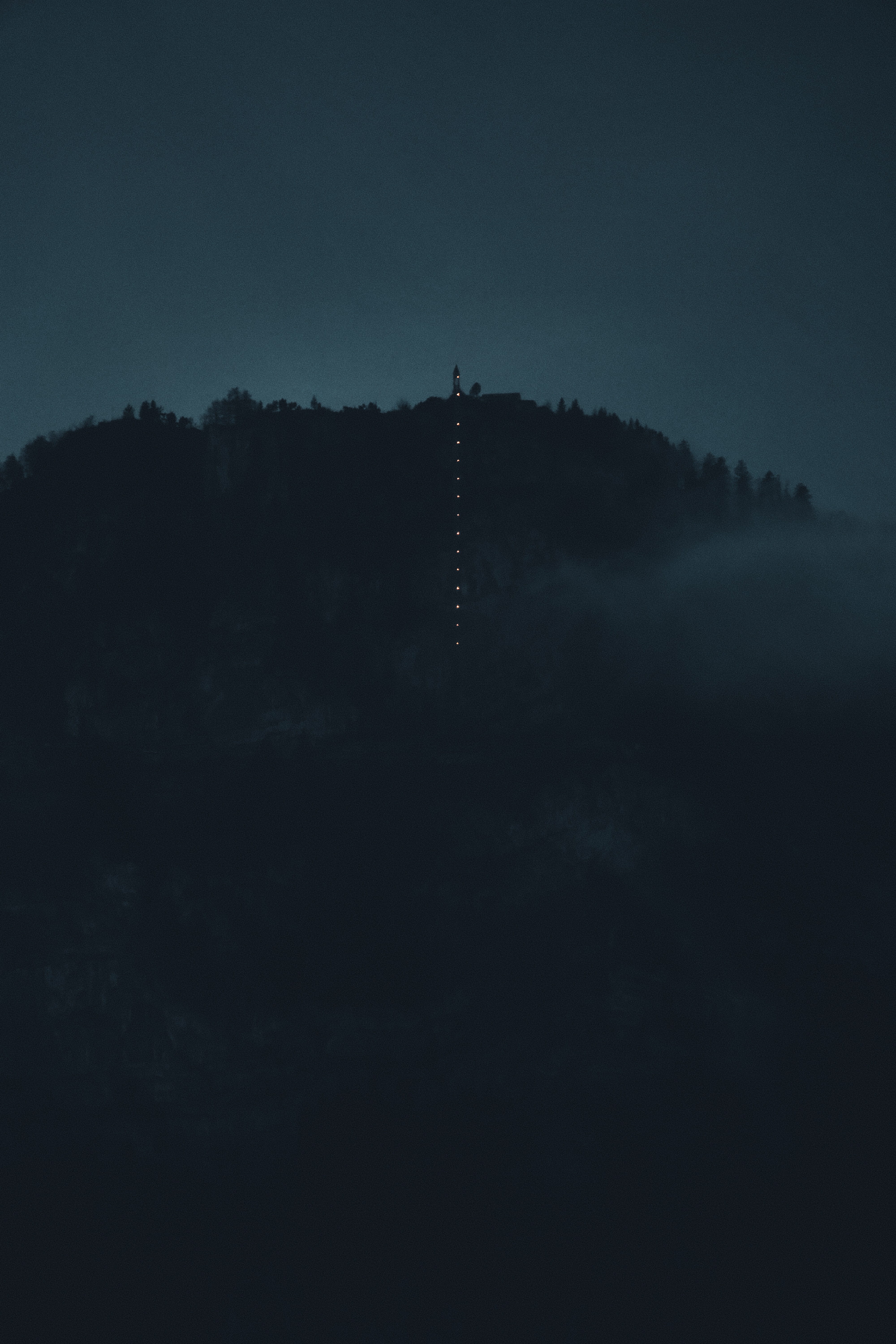 Download mobile wallpaper Fog, Mountain, Night, Darkness, Dark for free.