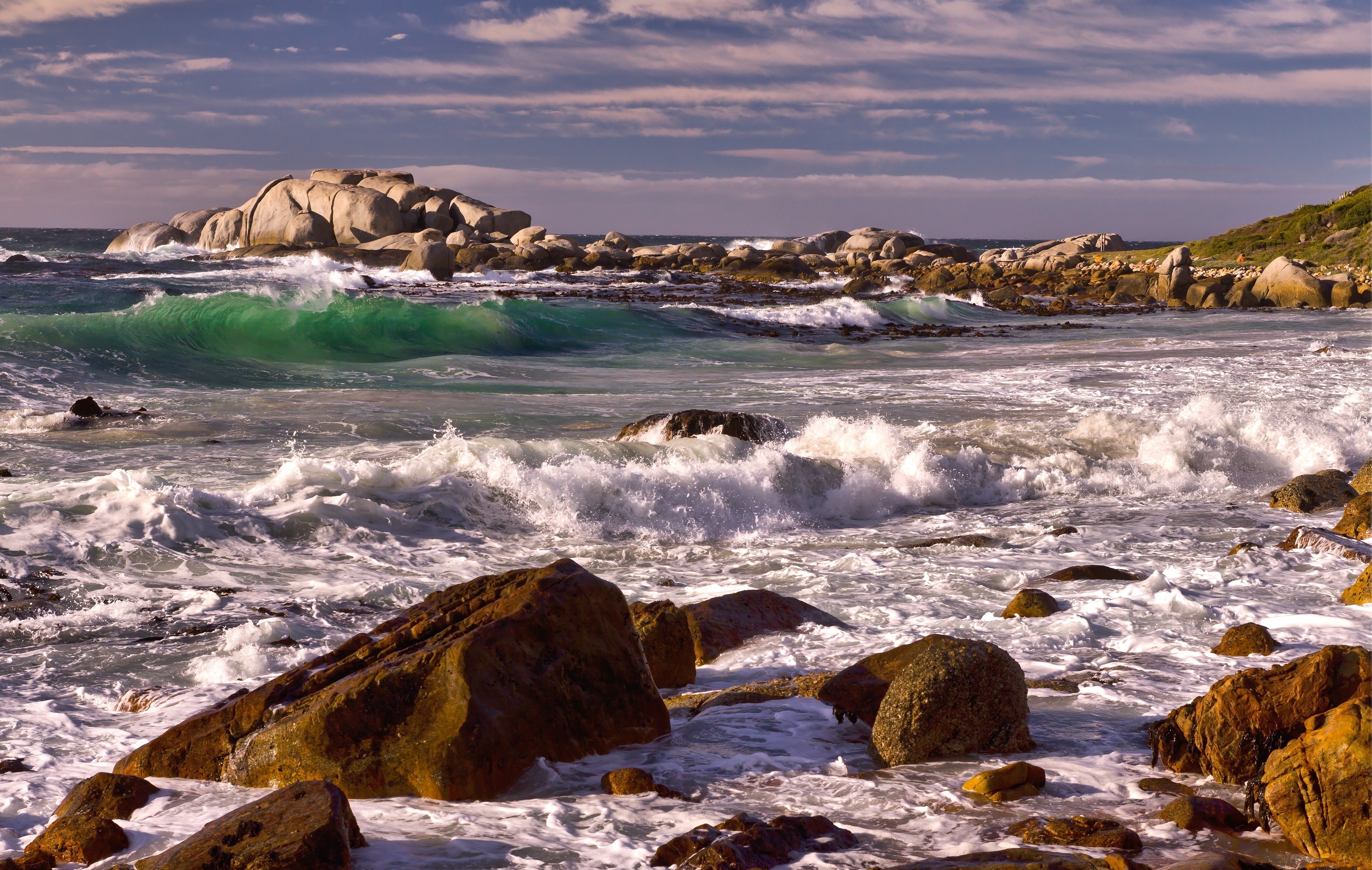 Download mobile wallpaper Stones, Waves, Rocks, Nature, Landscape, Sea for free.