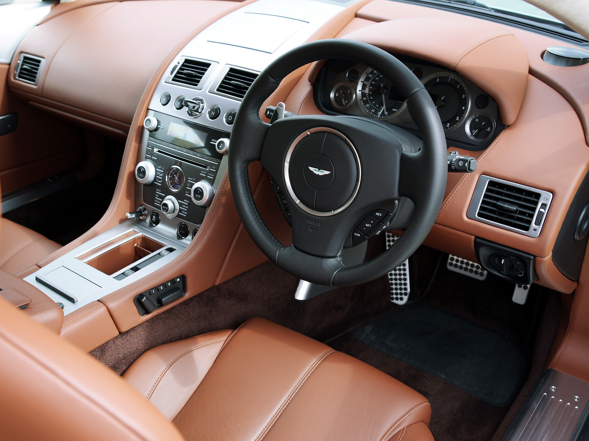 skin, interior, cars, brown, steering wheel, rudder, salon, speedometer, 2010, leather, aston martin db9