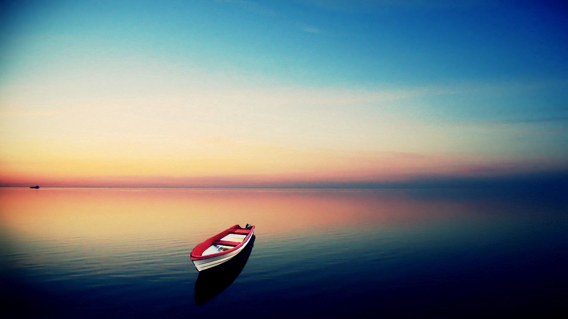 boat, sea, sunset, nature, horizon, water surface, evening, loneliness
