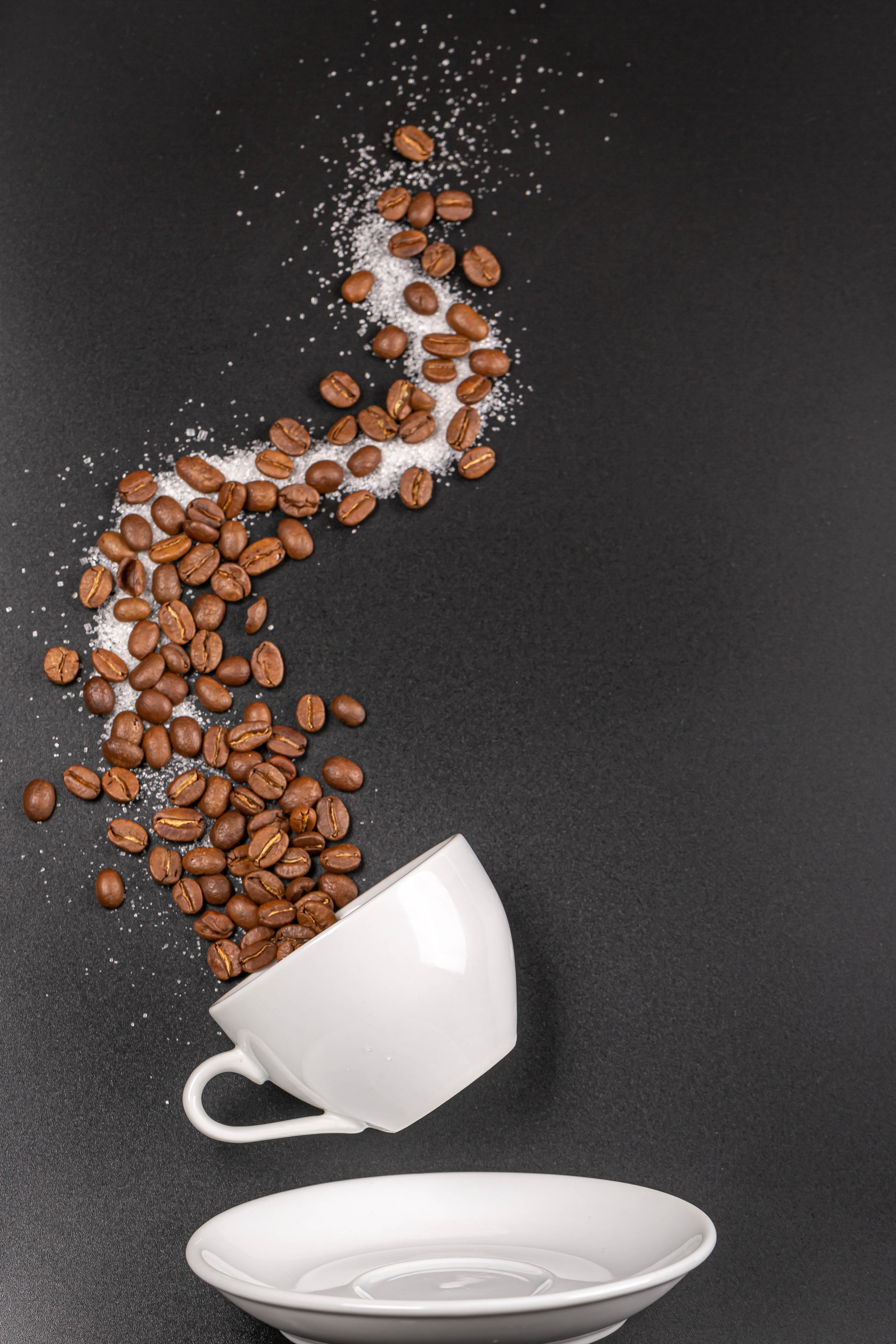 Laden Sie das Kaffeebohnen, Lebensmittel, Eine Tasse, Tasse, Zucker, Coffee-Bild kostenlos auf Ihren PC-Desktop herunter