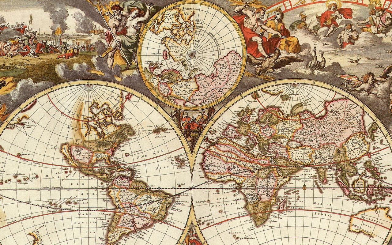 Карта мира Герарда Ван Шагена 1689 года