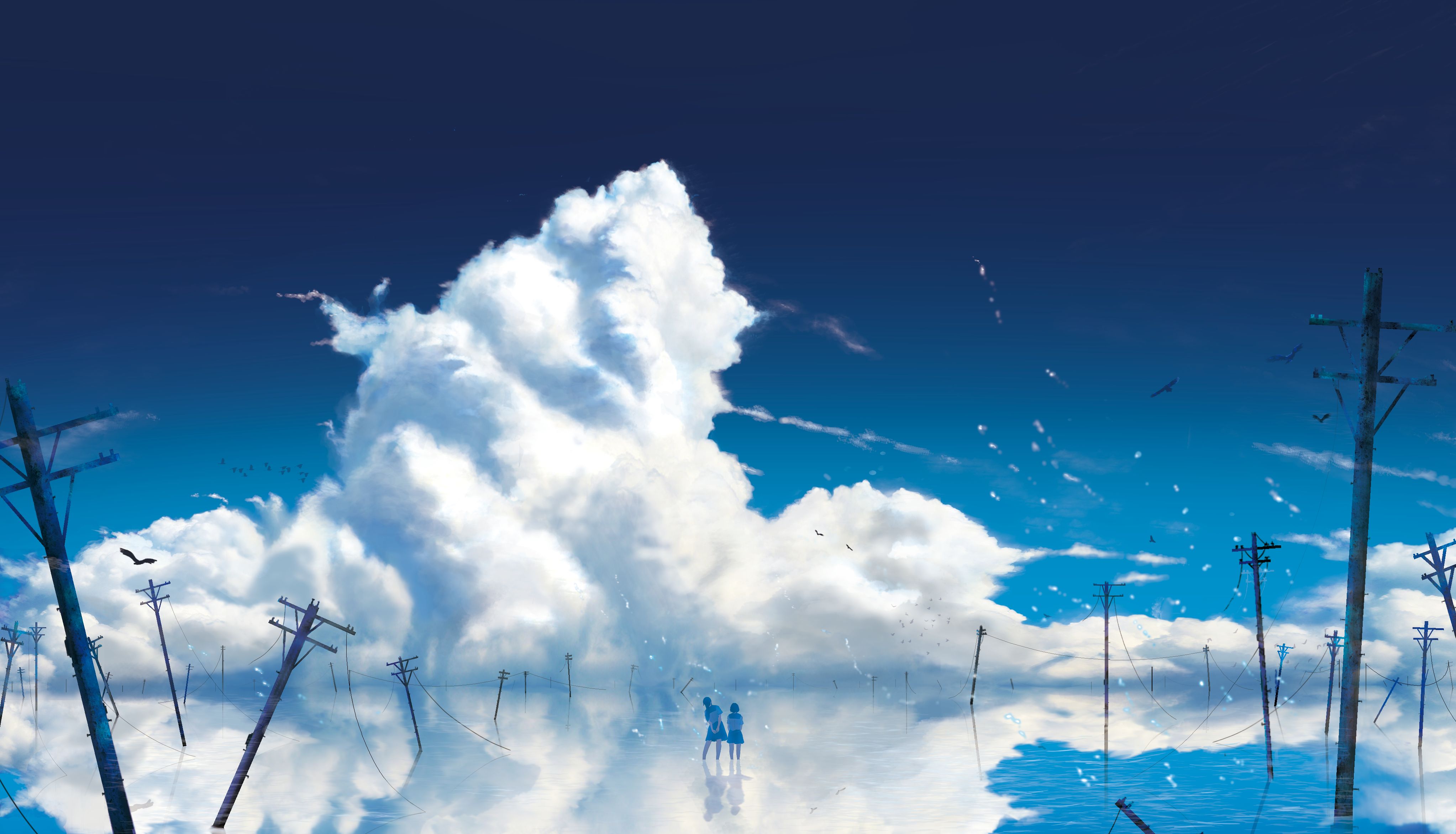 Wallpaper landscape, painting, fantasy art, anime, water, nature, sky,  clouds, Earth, bridge, world, ART, mountain, balloons, screenshot, computer  wallpaper, special effects, organism, AI Generated 21998643 Stock Photo at  Vecteezy