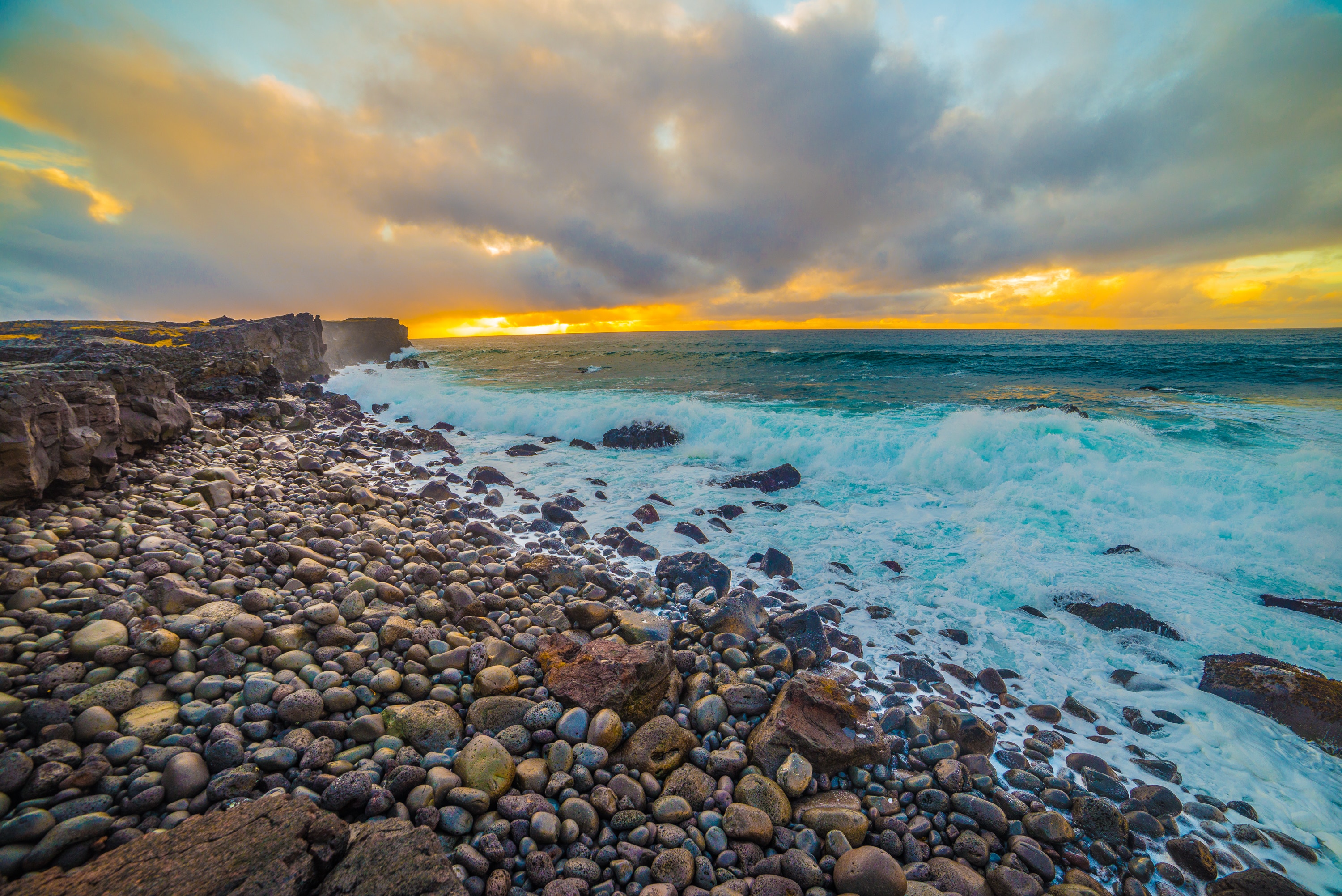 stones, nature, sea, shore, bank, foam Full HD