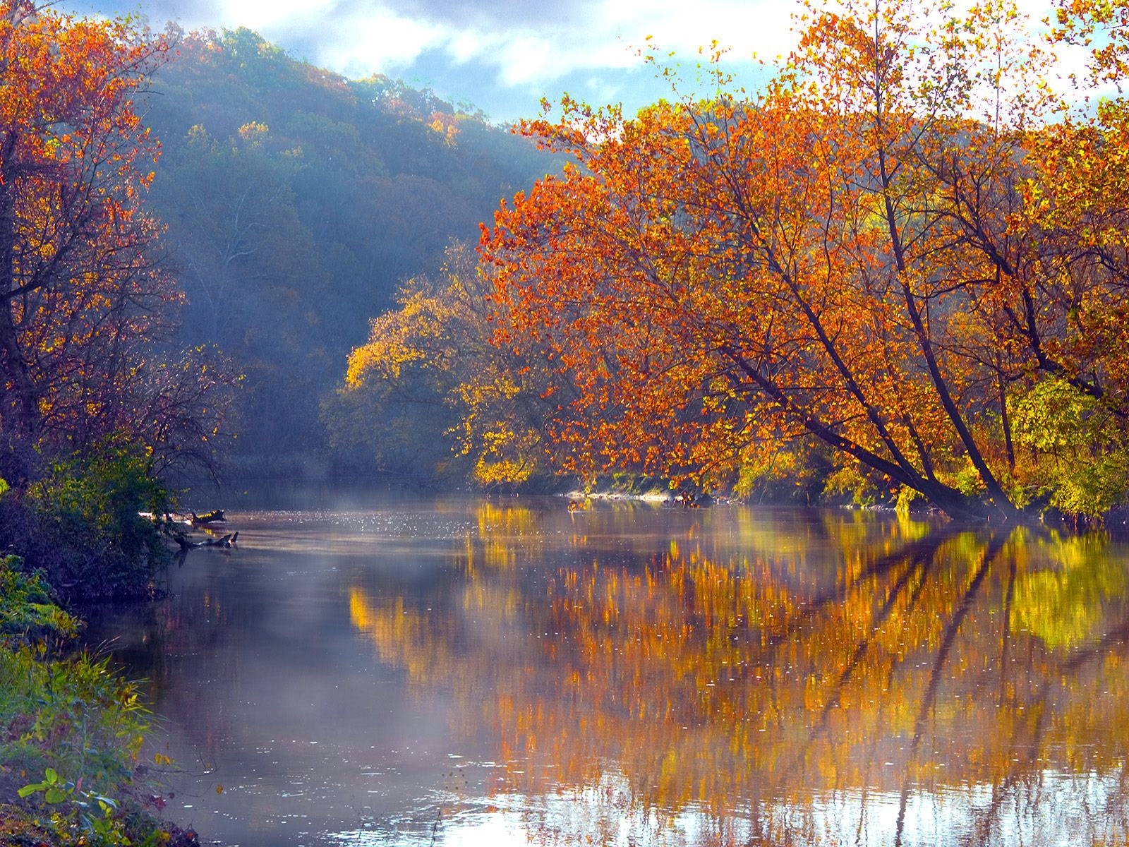 Download mobile wallpaper Landscape, Lakes, Water, Trees, Autumn for free.