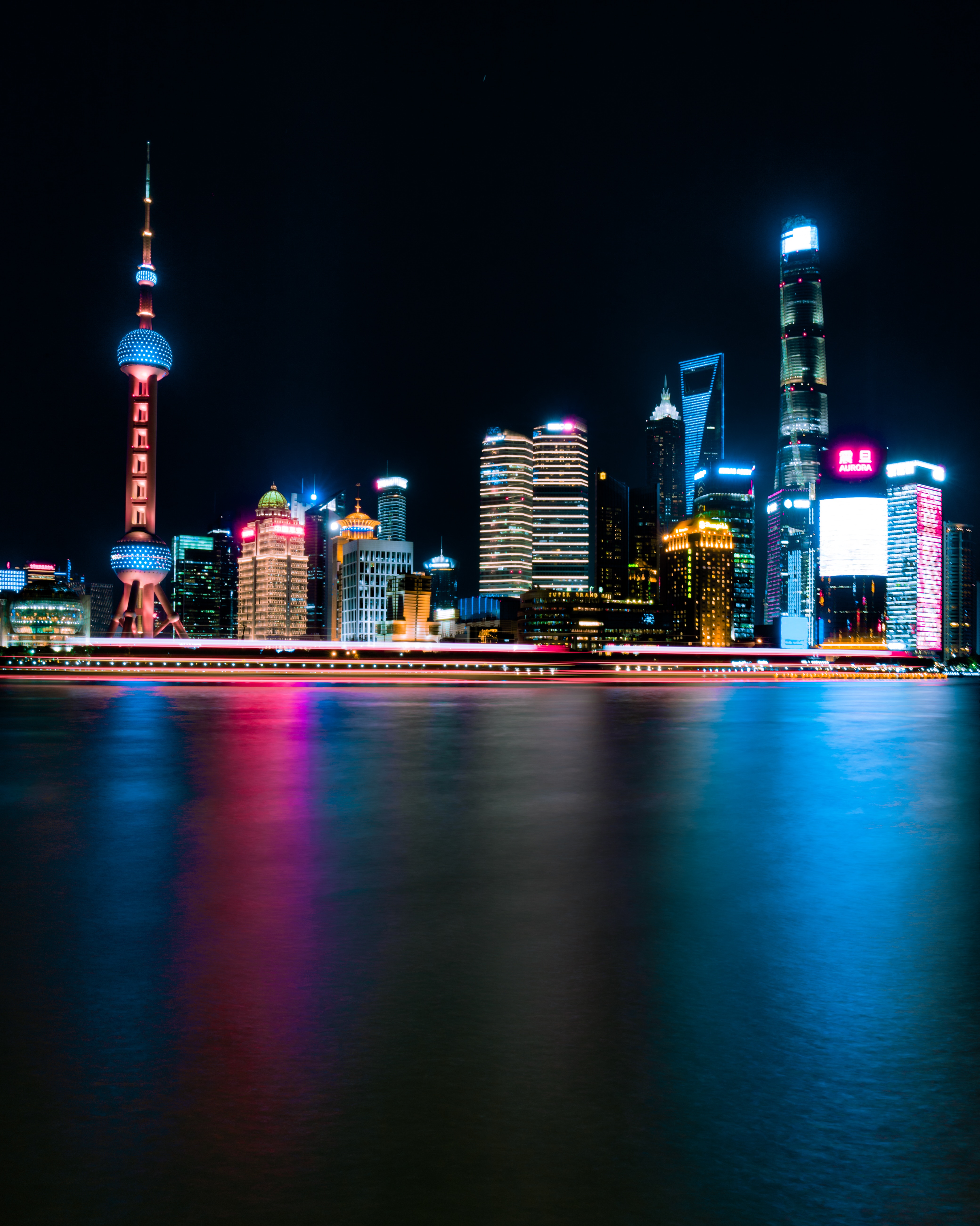 Download mobile wallpaper Shanghai, Cities, Panorama, City Lights, Night City, China for free.