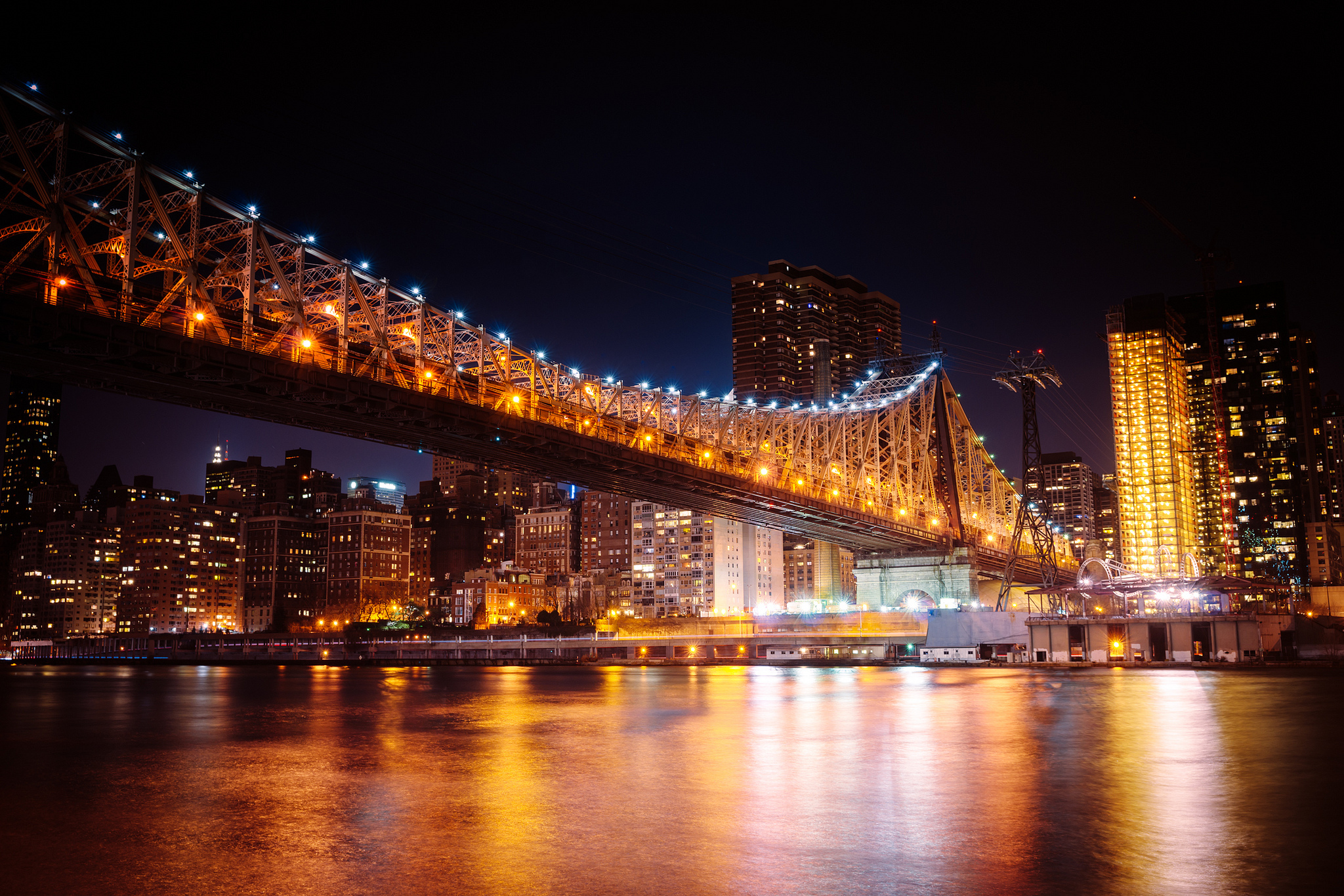 Ночной Нью-Йорк Манхэттен мост