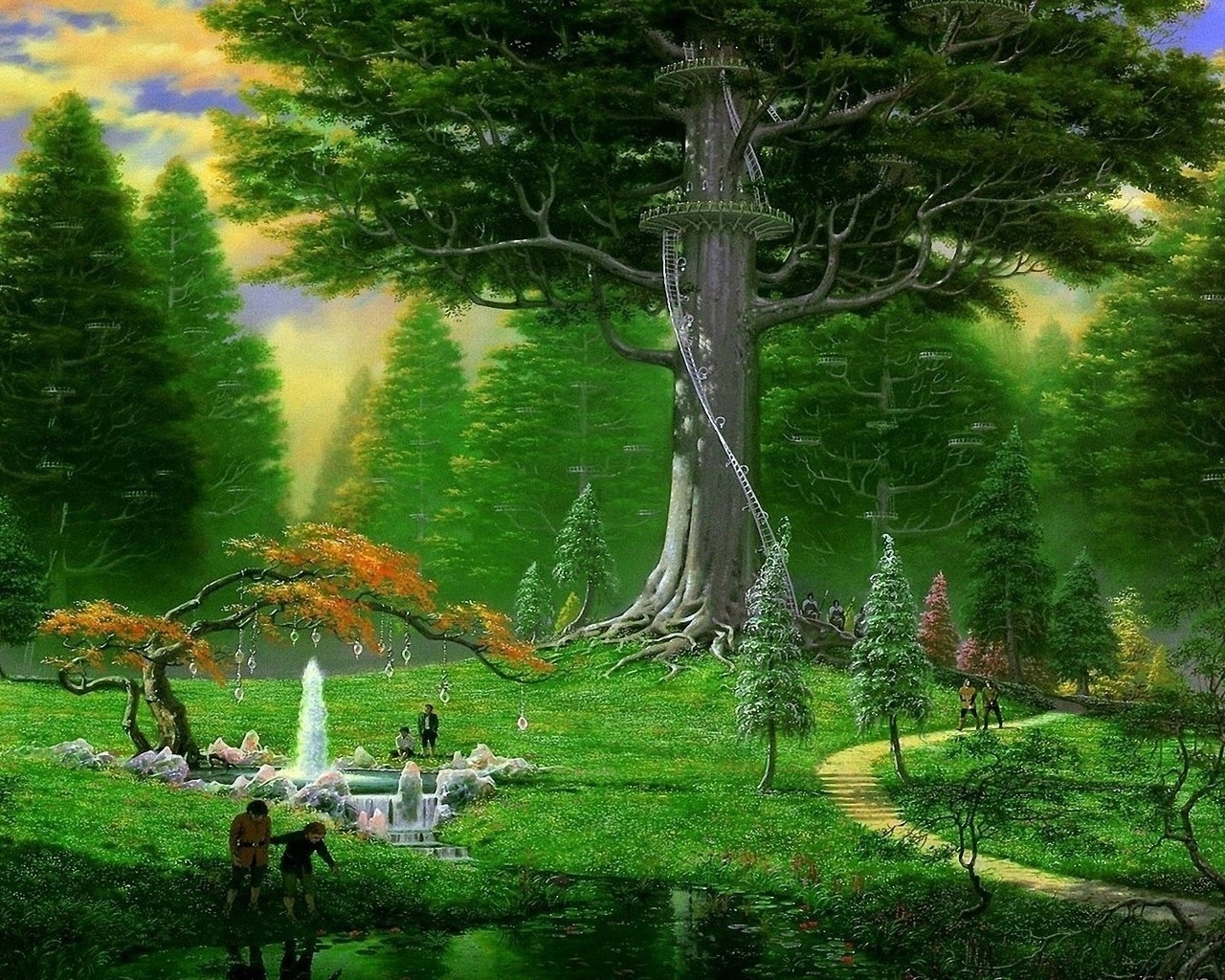 Download mobile wallpaper Trees, Landscape, Fantasy for free.