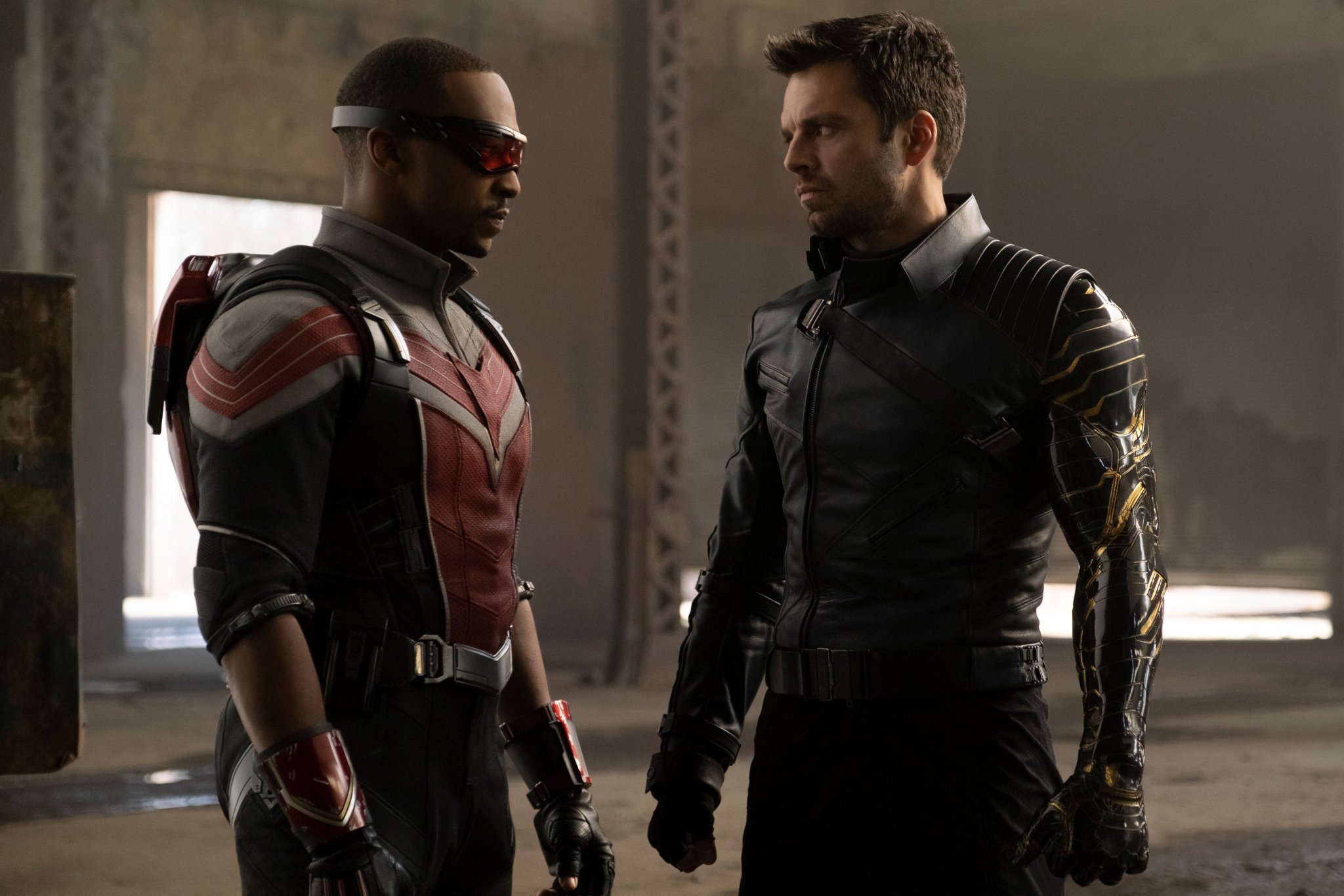 Download mobile wallpaper Tv Show, Bucky Barnes, Anthony Mackie, Sebastian Stan, Sam Wilson, The Falcon And The Winter Soldier for free.