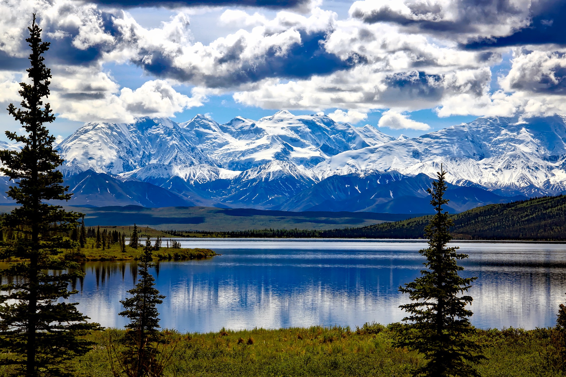 denali national park, alaska, earth, lake, cloud, mountain, nature, tree, usa, lakes