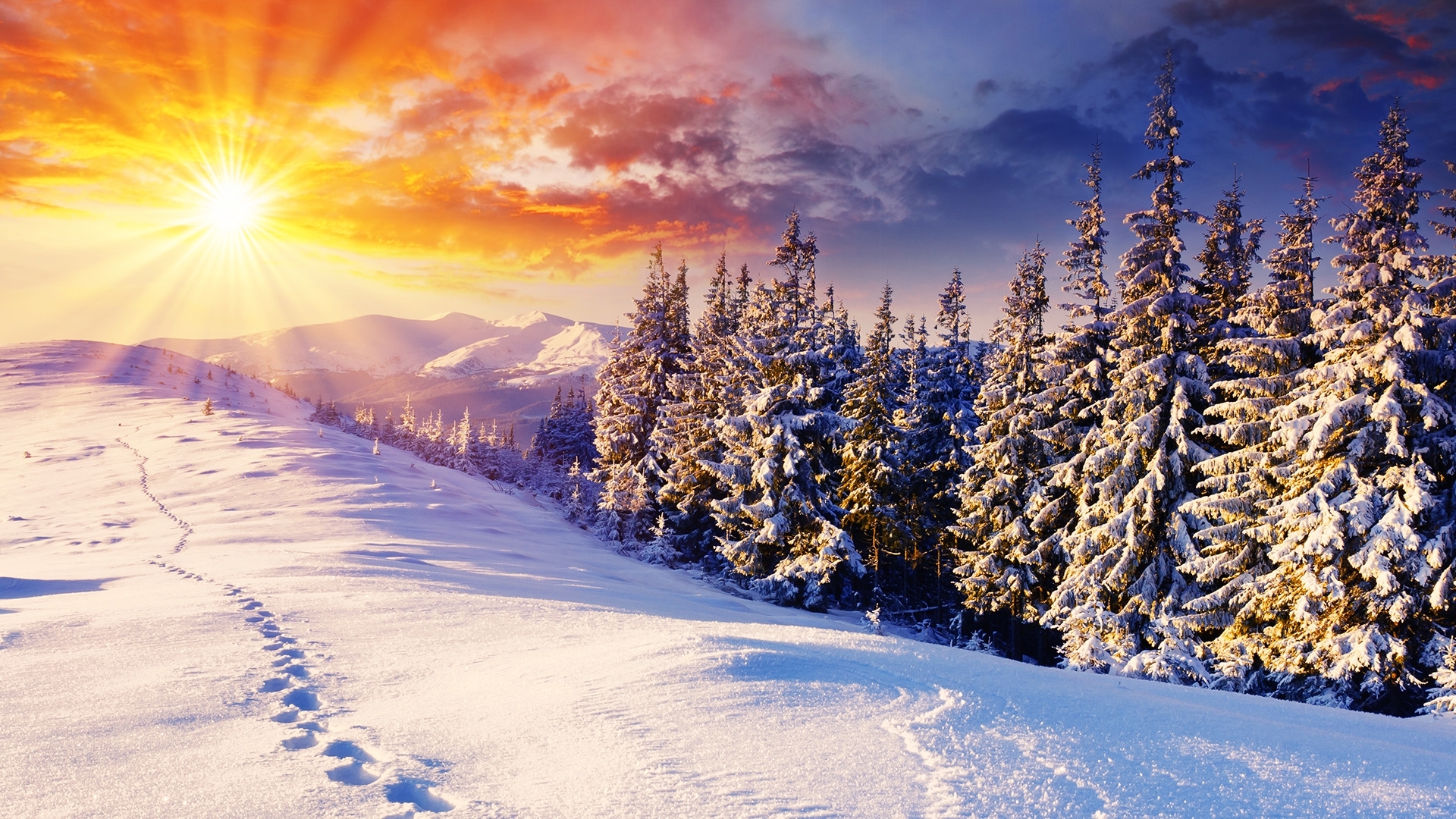 Download mobile wallpaper Winter, Landscape, Snow, Mountains for free.