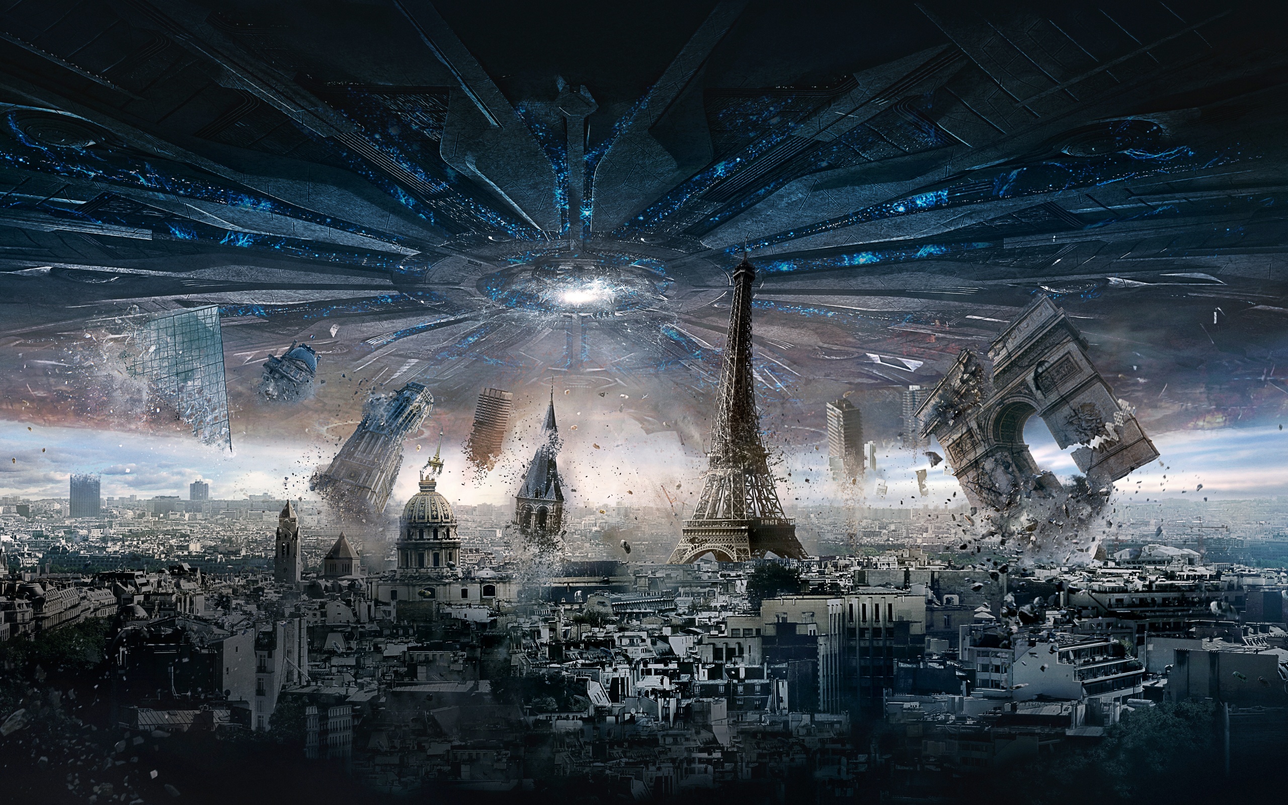 destruction, movie, independence day: resurgence, arc de triomphe, city, eiffel tower, paris