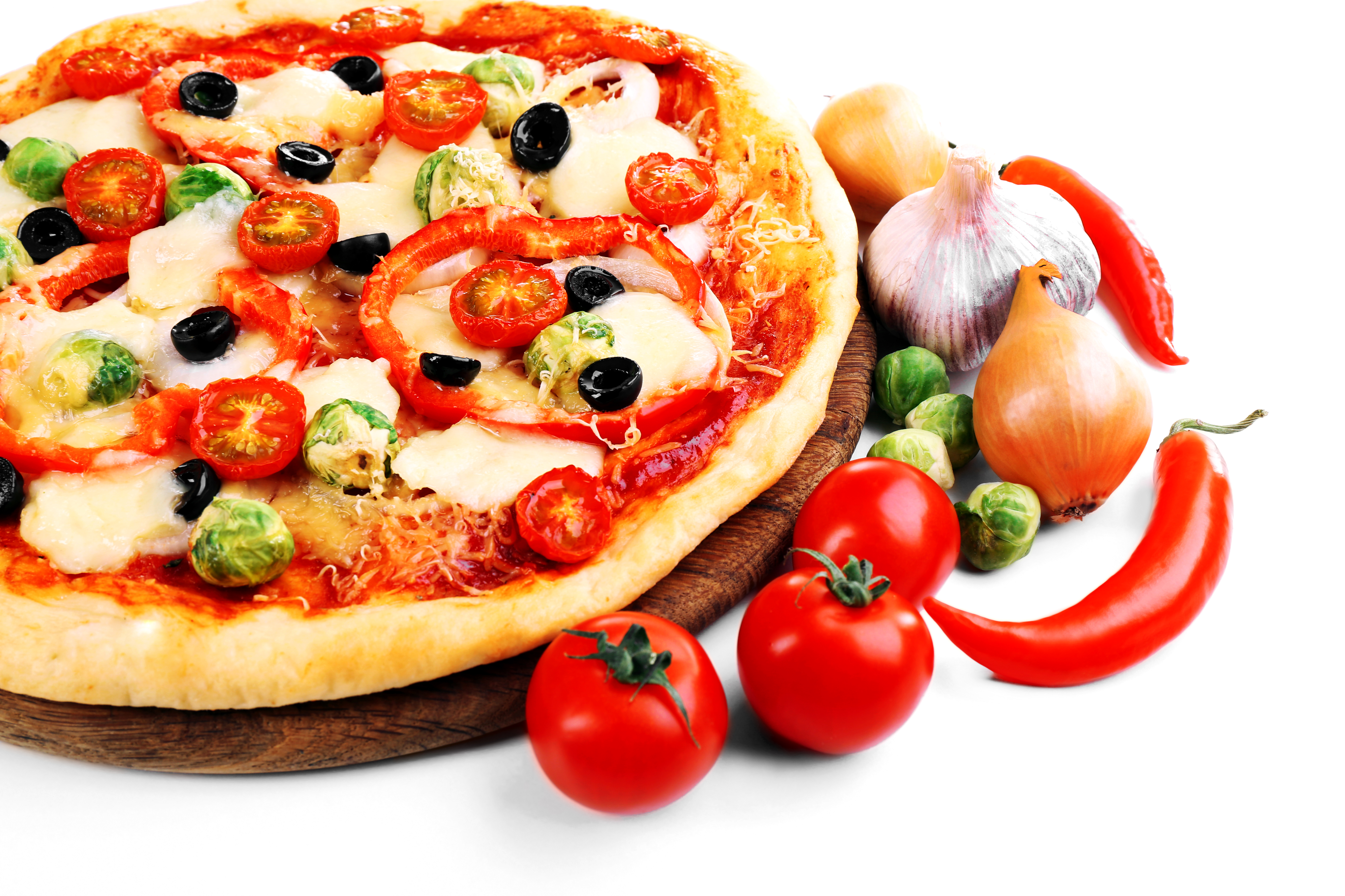 pepper, food, pizza, garlic, still life, tomato High Definition image