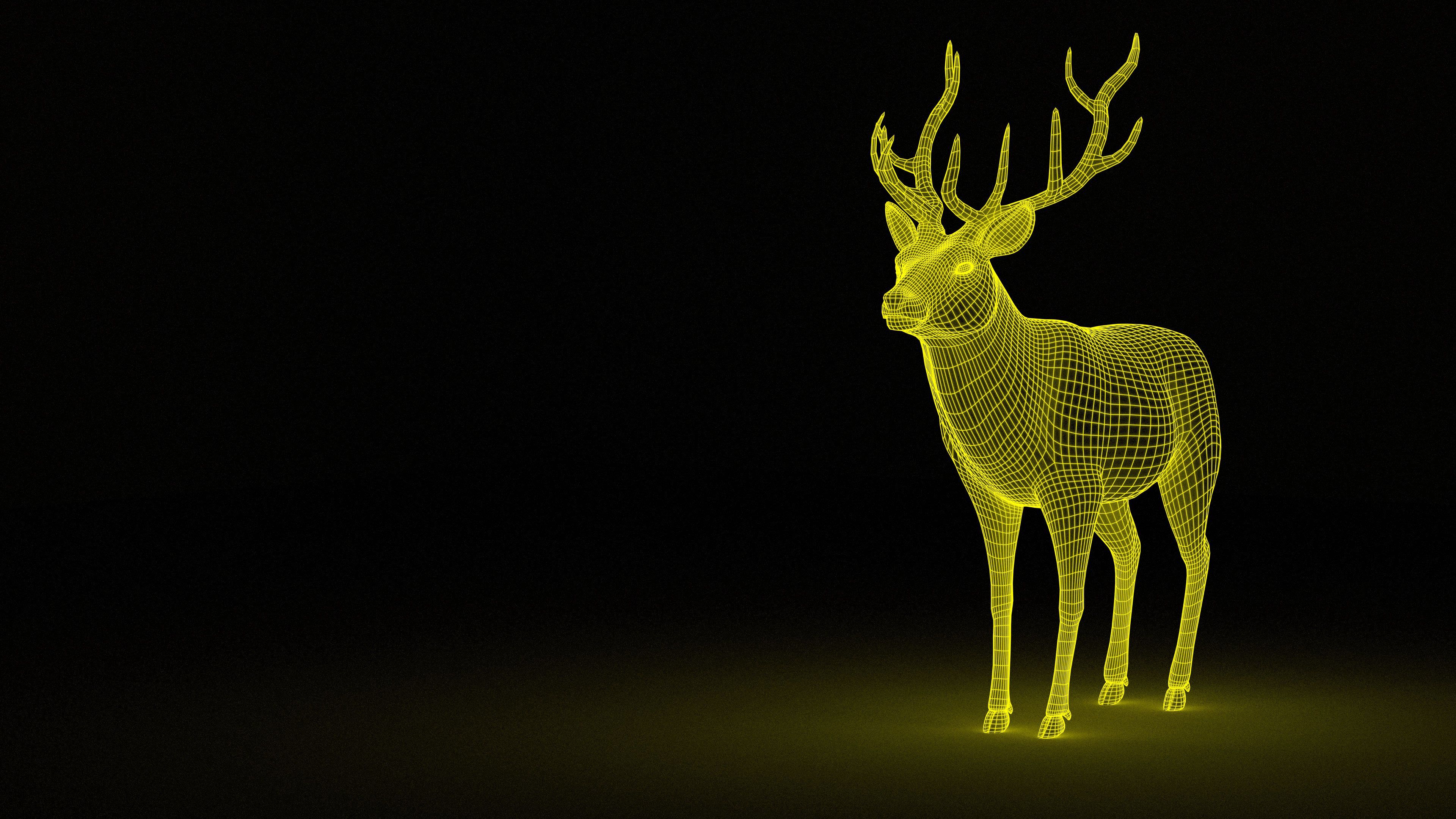 Download mobile wallpaper Illumination, Grid, Backlight, Abstract, Deer for free.