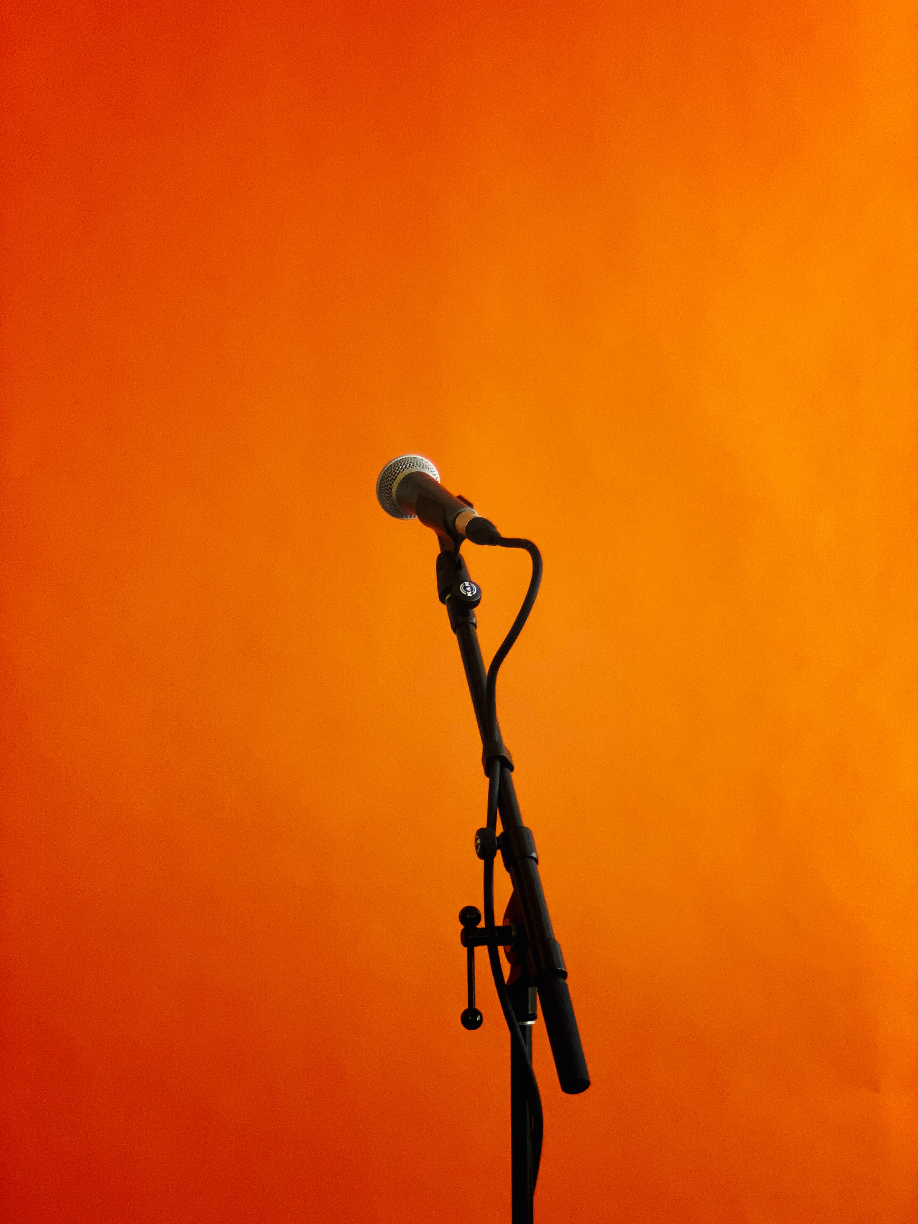 microphone, music, orange background mobile wallpaper