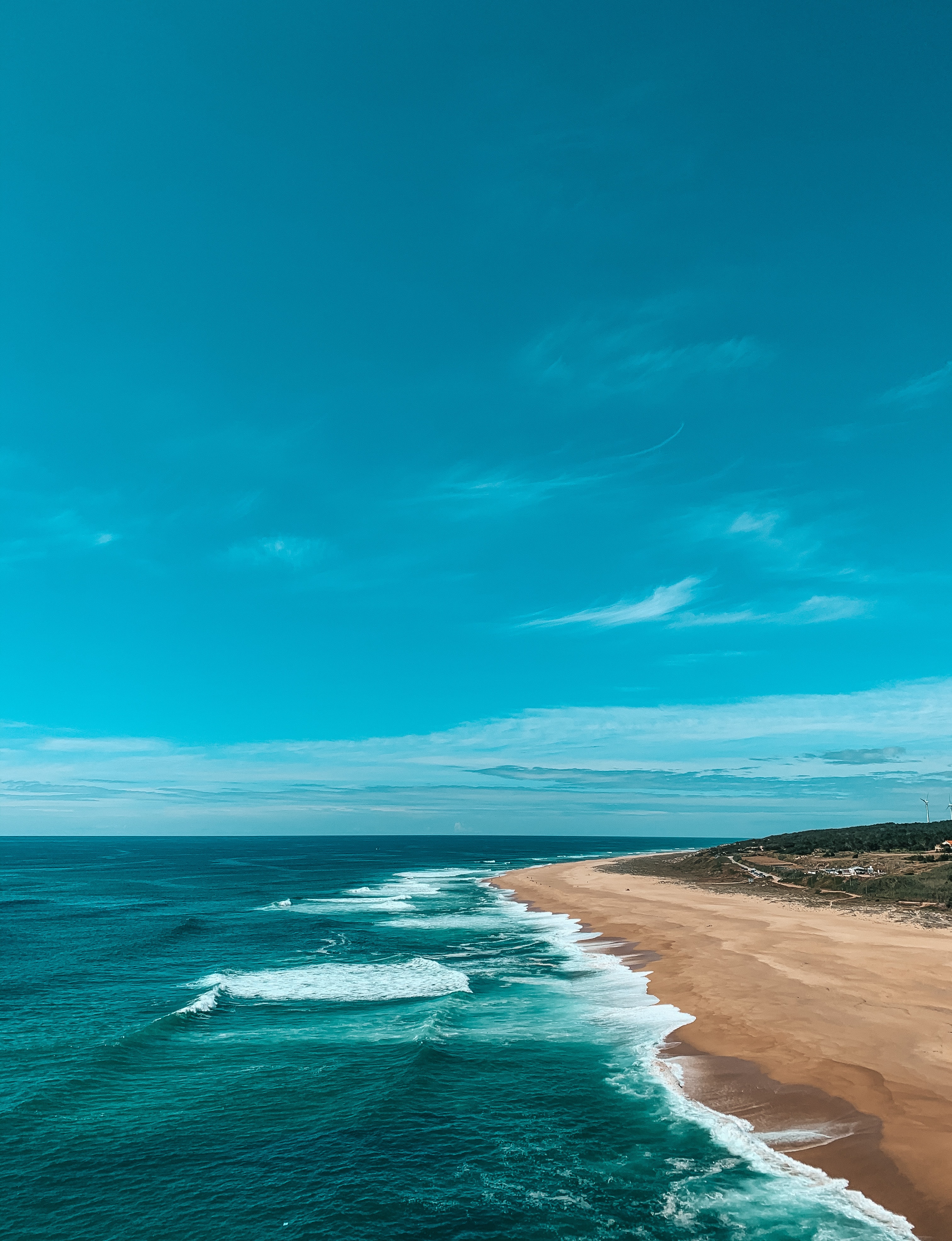 horizon, sand, nature, sea, waves, coast phone background