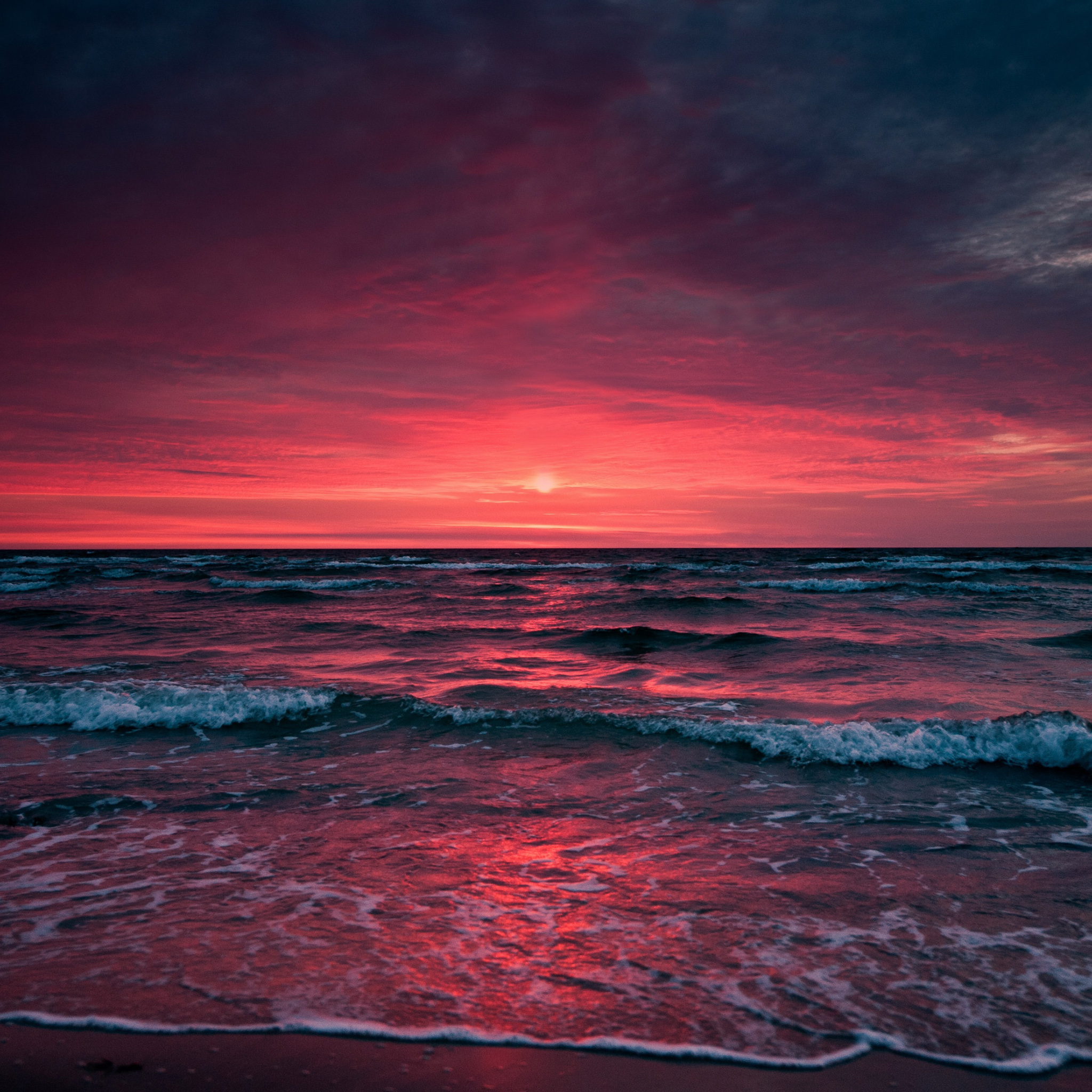 surf, nature, sunset, sky, sea, horizon, ocean, foam Smartphone Background