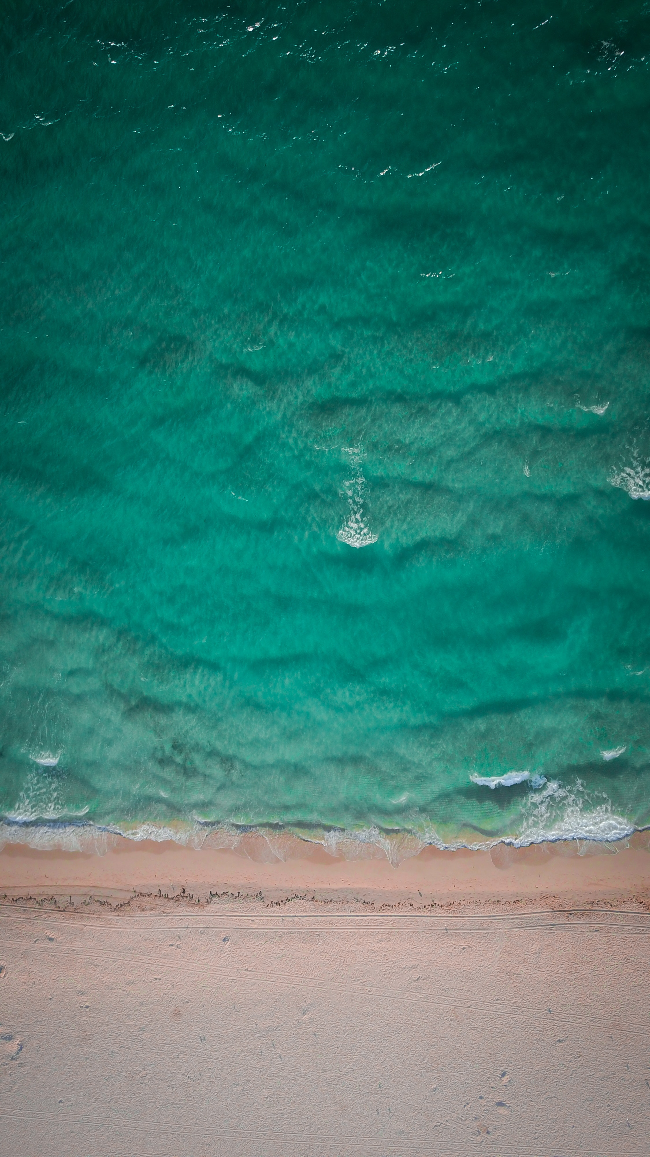 Download mobile wallpaper Shore, Bank, Sand, Wave, View From Above, Ocean, Nature for free.