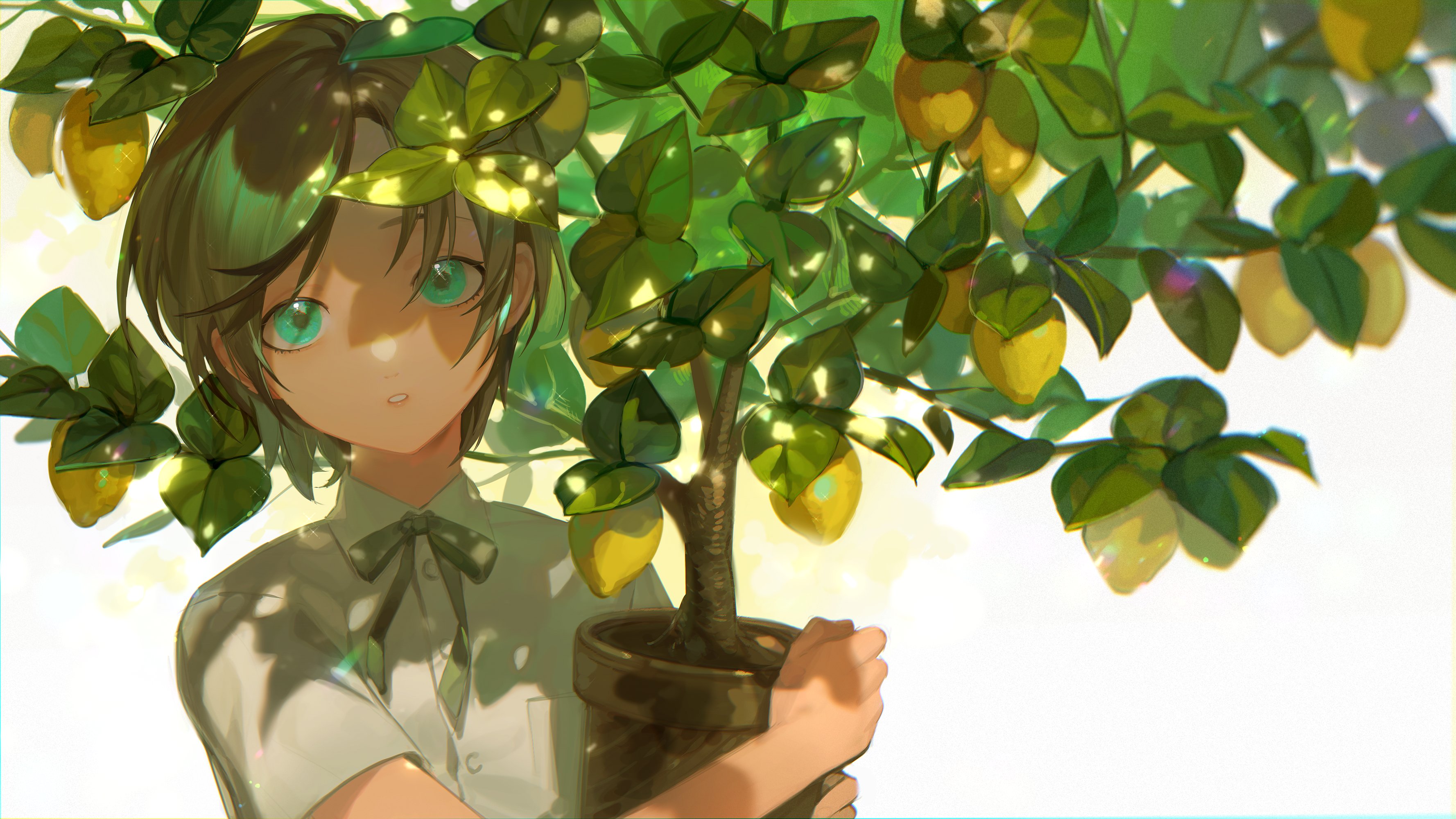 HD desktop wallpaper: Anime, Girl, Lemon, Blonde, Yellow Eyes, Earrings,  Short Hair download free picture #1031676