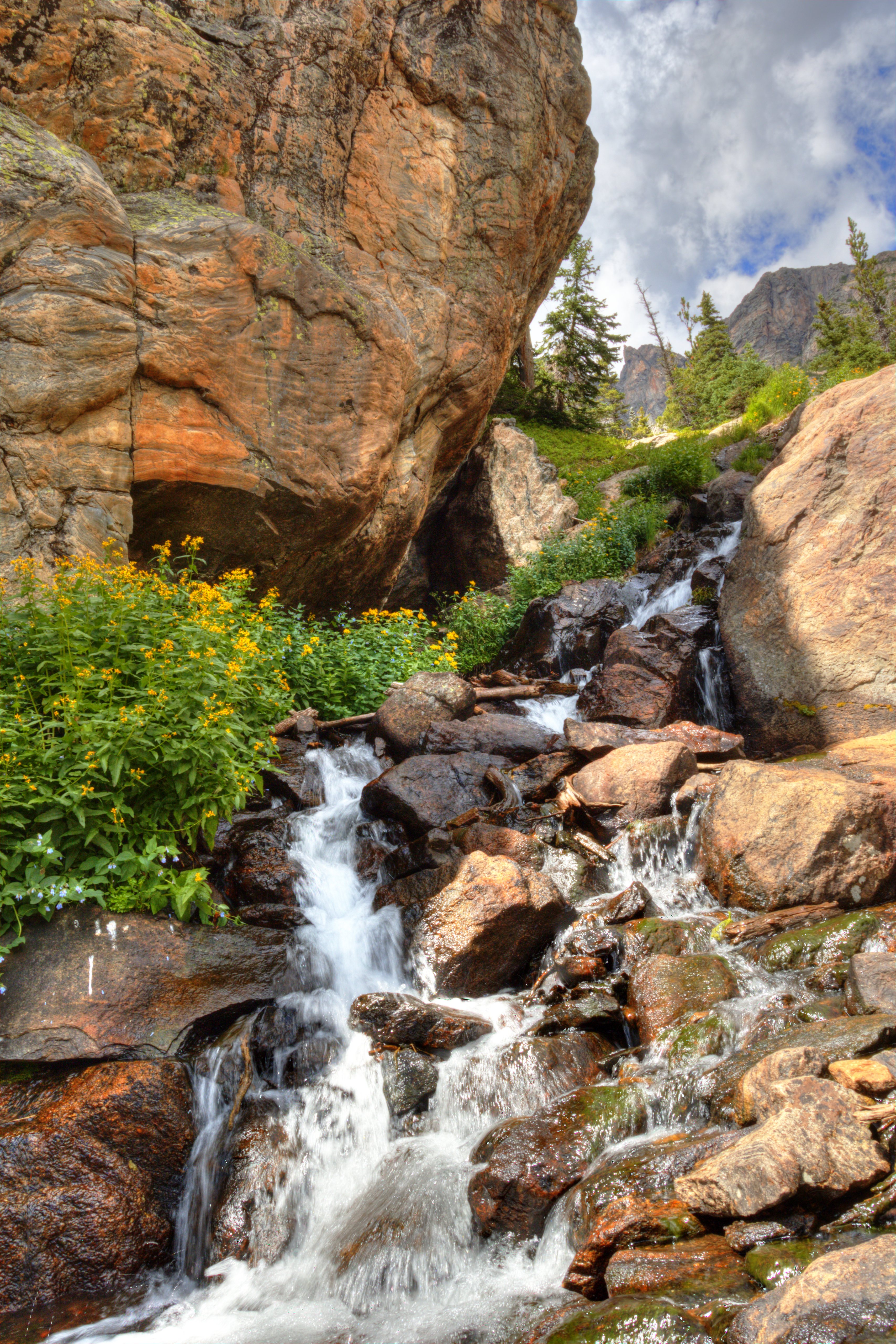 Download mobile wallpaper Rocks, Flow, Stream, Stones, Water, Waterfall, Nature for free.
