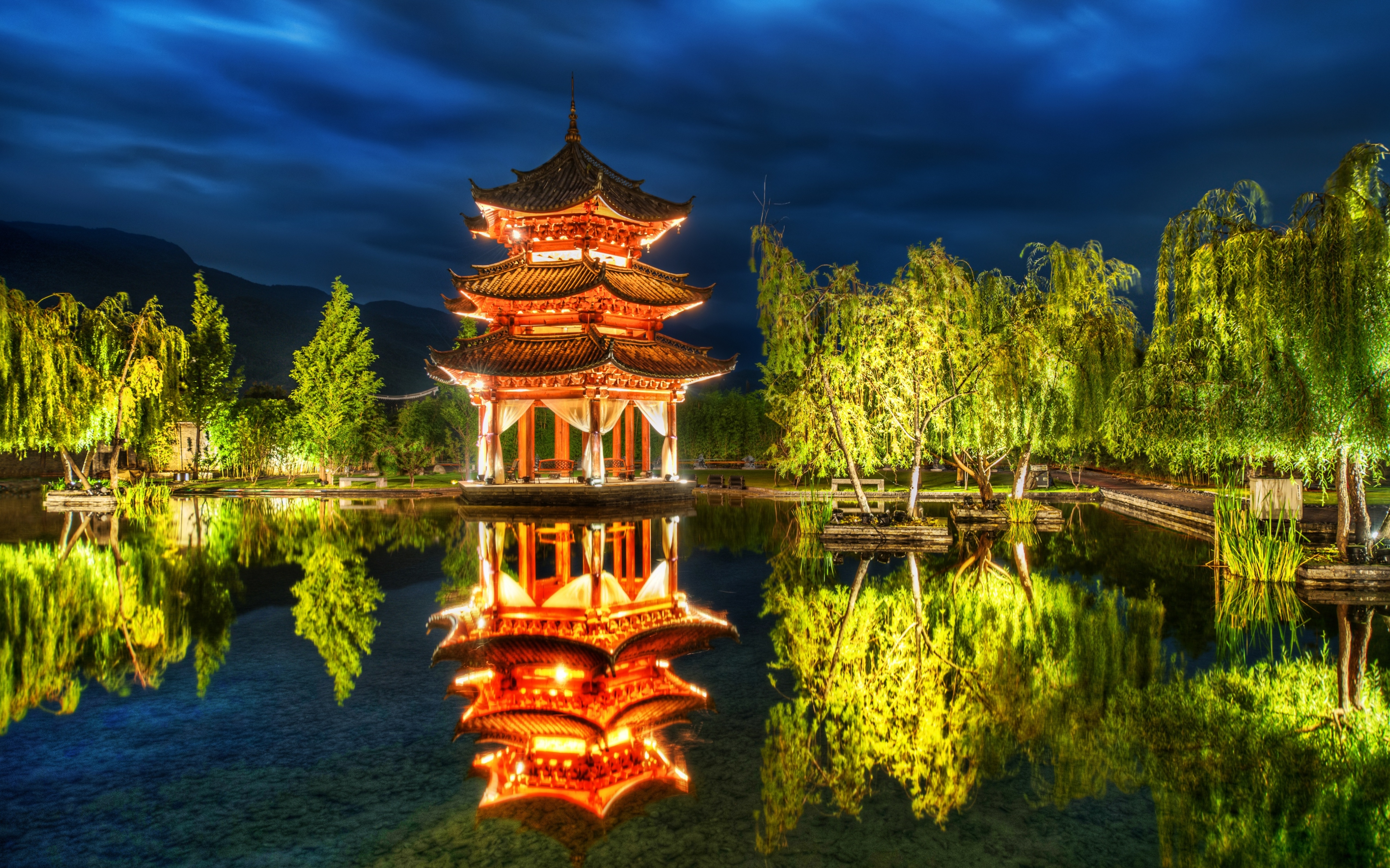 666610 baixar imagens religioso, pagode, china, lijiang, parque, lago, reflecção, árvore - papéis de parede e protetores de tela gratuitamente