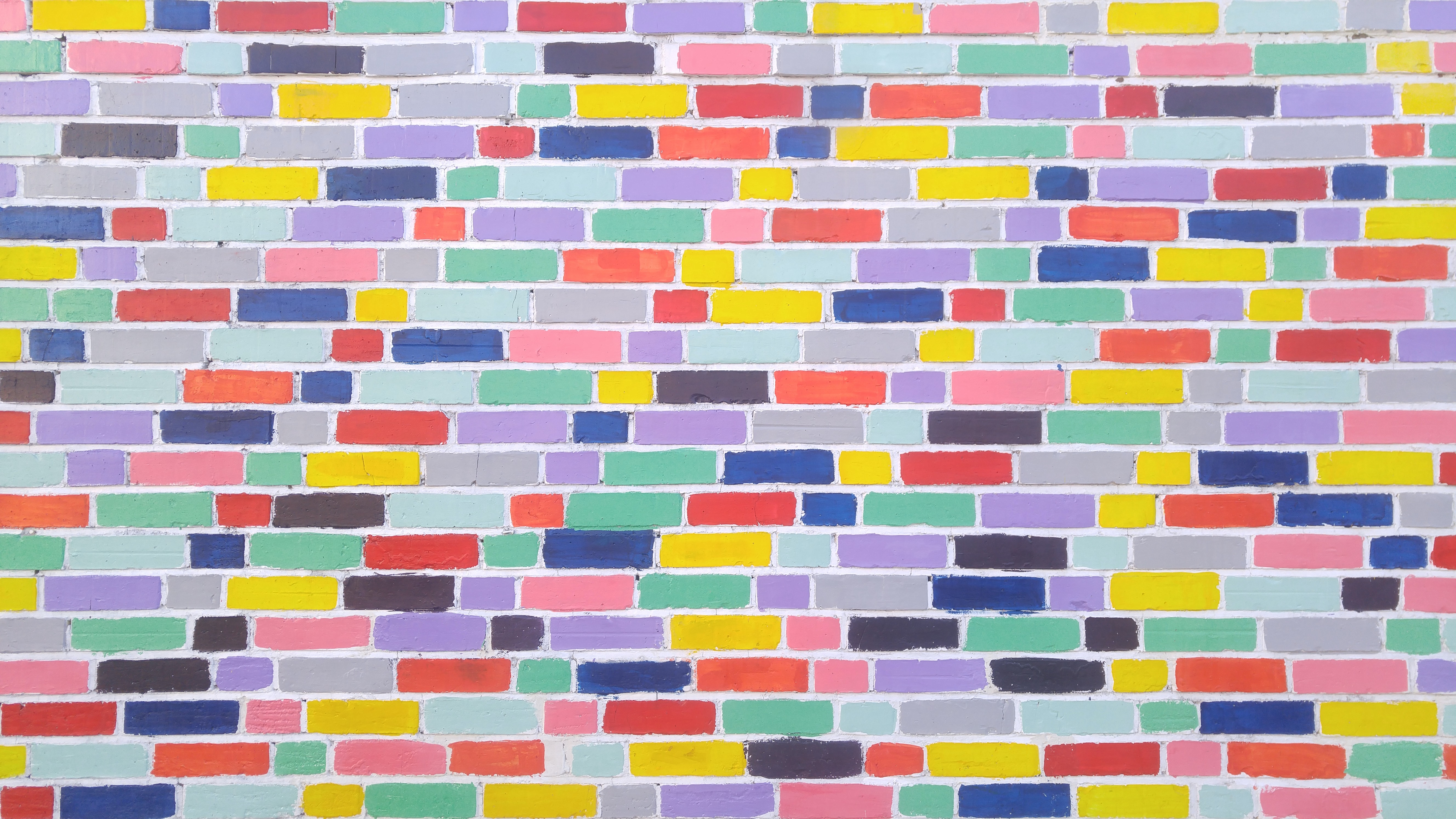 Download mobile wallpaper Brick, Motley, Wall, Multicolored, Texture, Textures for free.