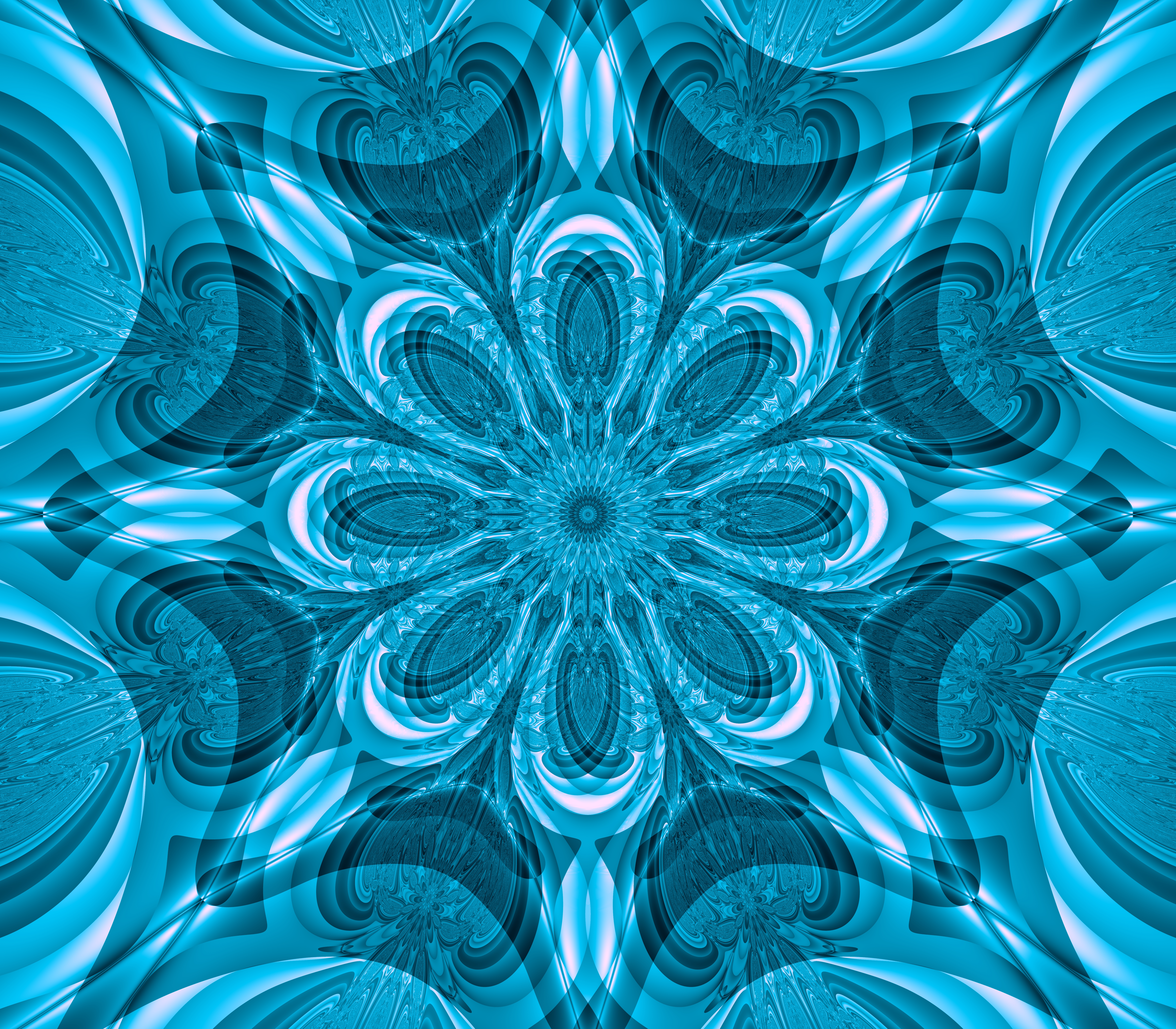 fractal, lines, abstract, blue, flower, pattern Smartphone Background