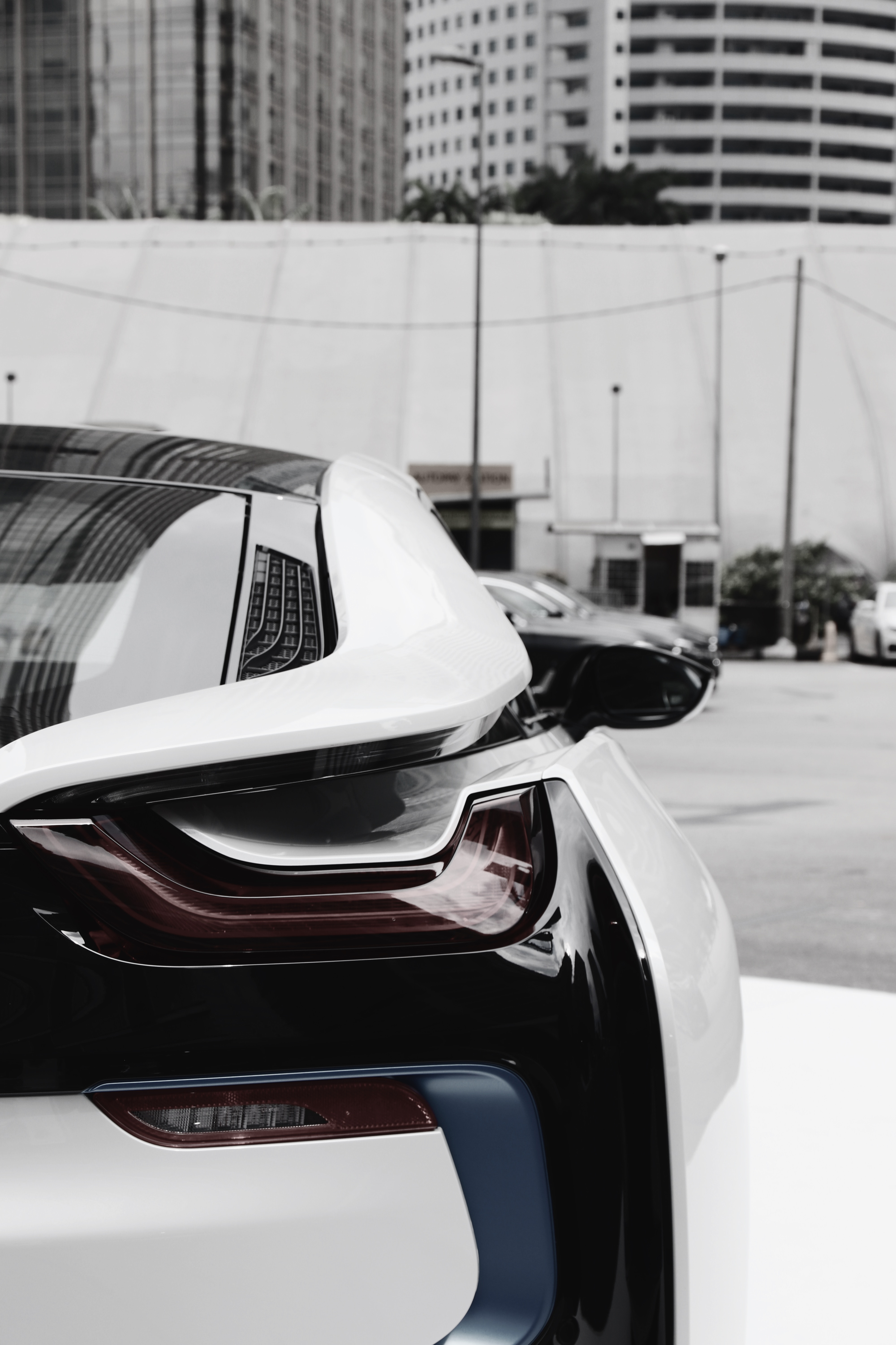 Download mobile wallpaper Car, Rear View, Bmw I8, Back View, Cars, Headlight, Bmw for free.