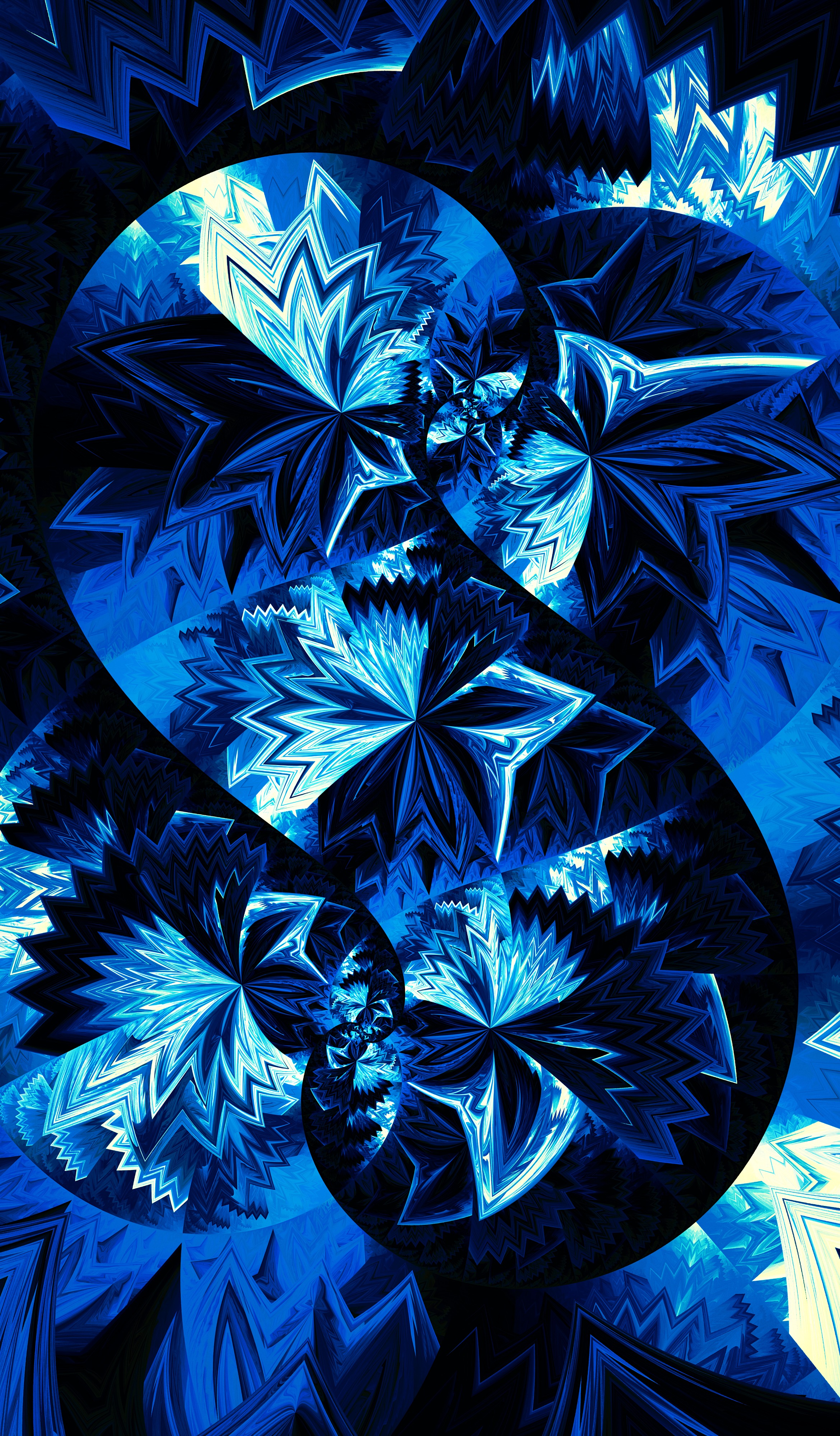 intricate, blue, abstract, dark, fractal, confused QHD