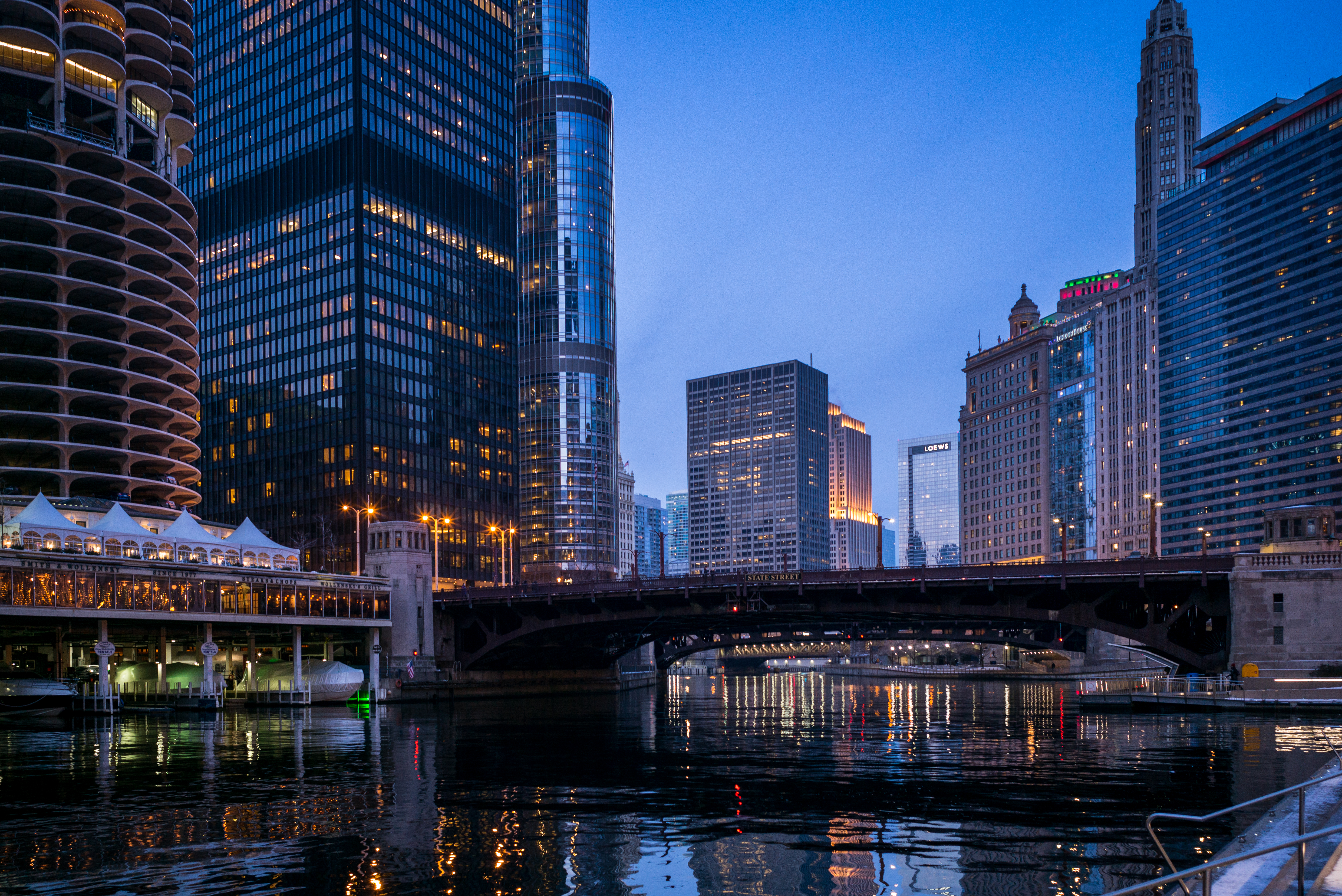 chicago, cities, architecture, usa, city, building, skyscrapers, bridge, united states phone wallpaper