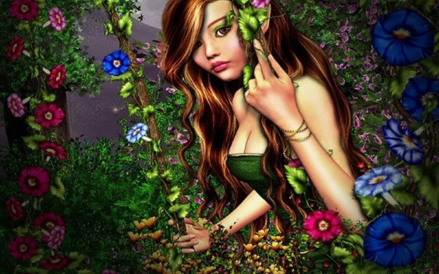 1499974 baixar imagens fantasia, mulher, duende, flor, balanço - papéis de parede e protetores de tela gratuitamente