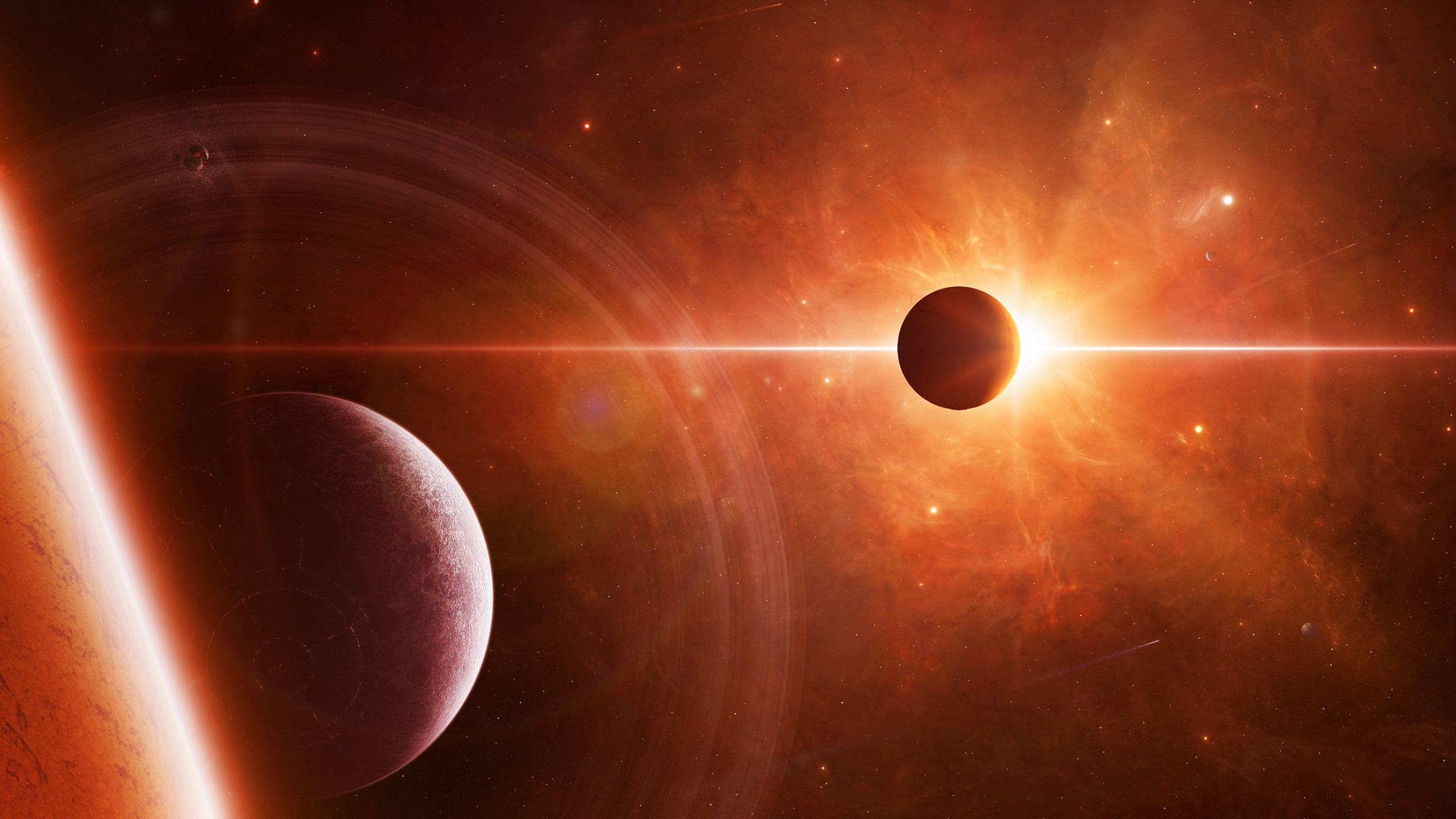 sci fi, space, eclipse, planet