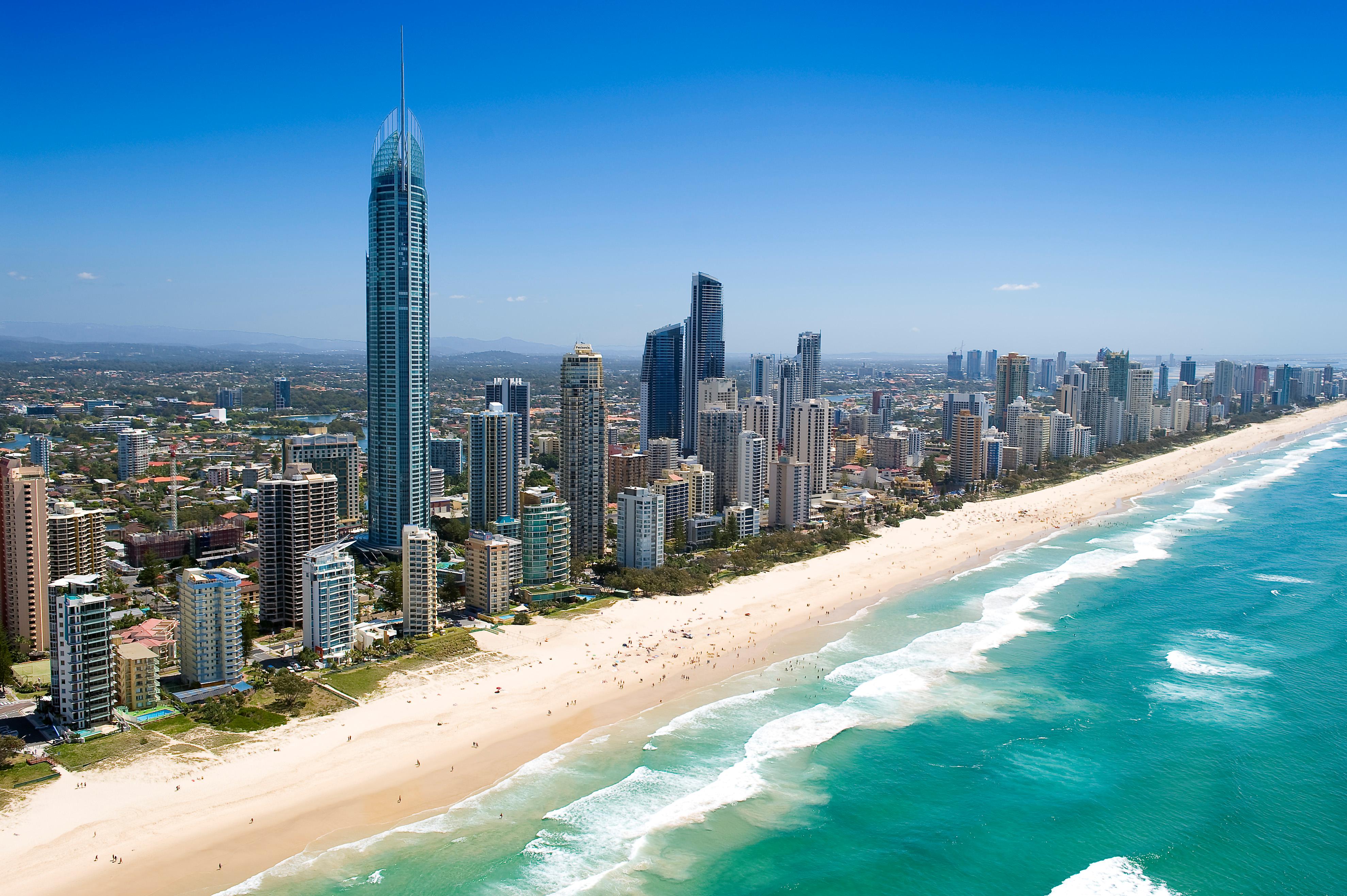 Download mobile wallpaper Surfers Paradise, Gold Coast, Queensland, Australia, Cityscape, Skyscraper, Cities, Beach, Man Made for free.