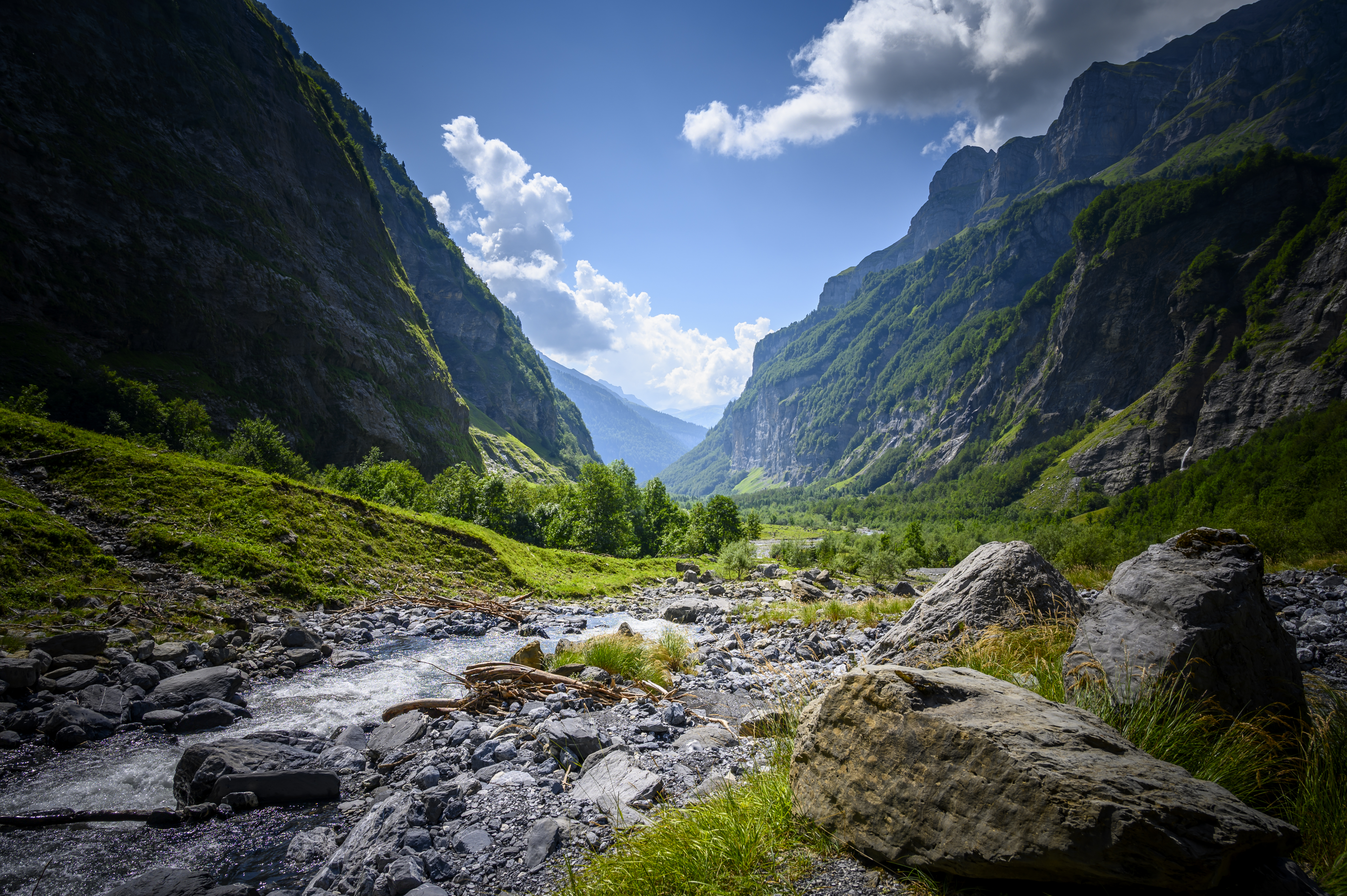 rivers, nature, mountains, bush, rocks for android