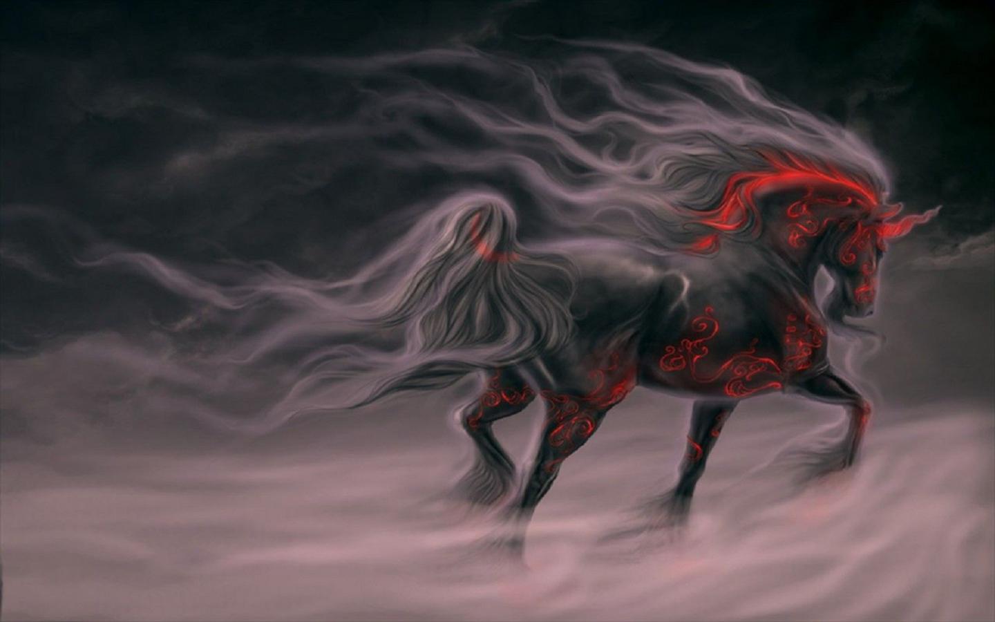 1499720 descargar imagen fumar, negro, fantasía, caballo, rojo: fondos de pantalla y protectores de pantalla gratis