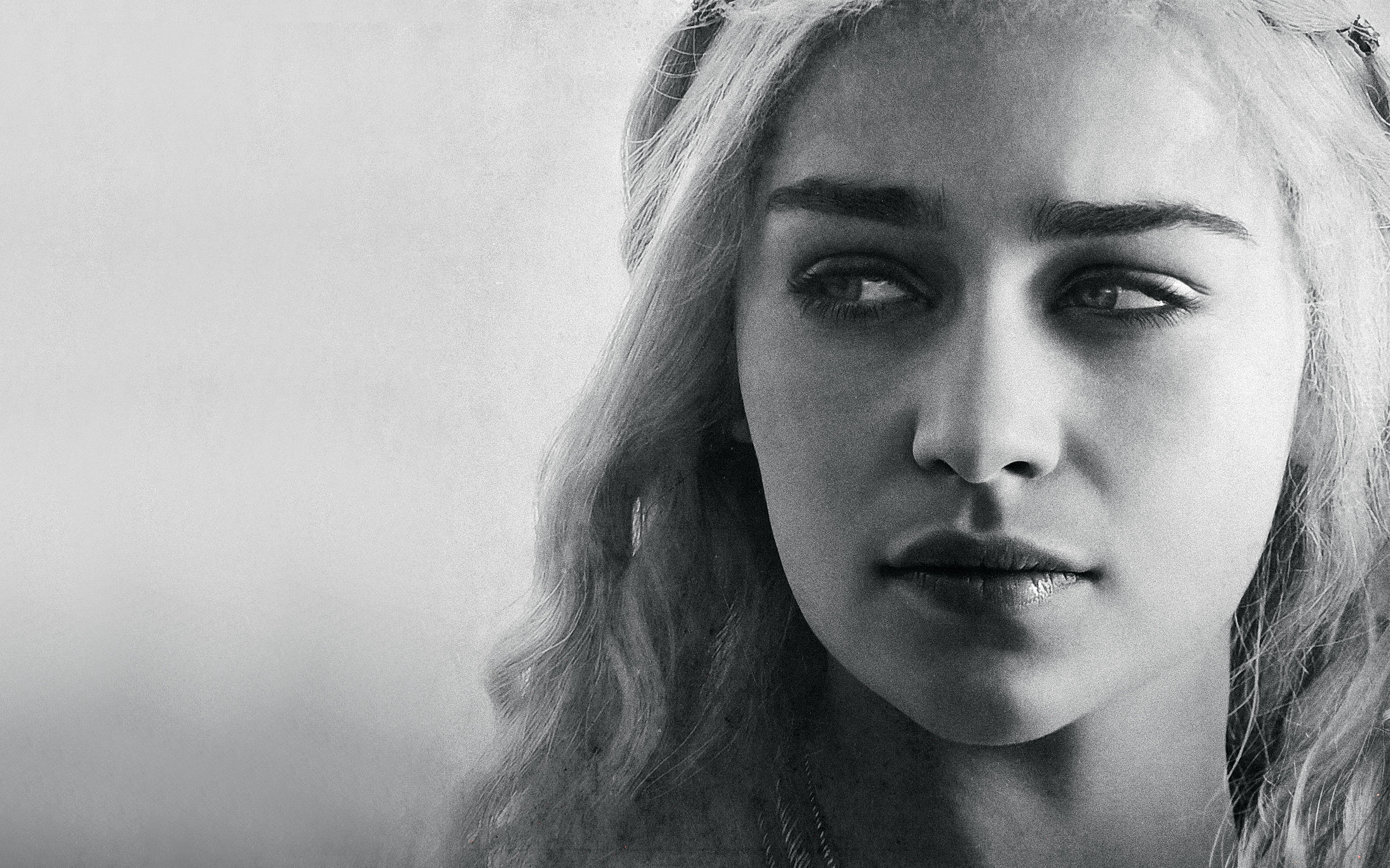 daenerys targaryen, black & white, emilia clarke, game of thrones, tv show