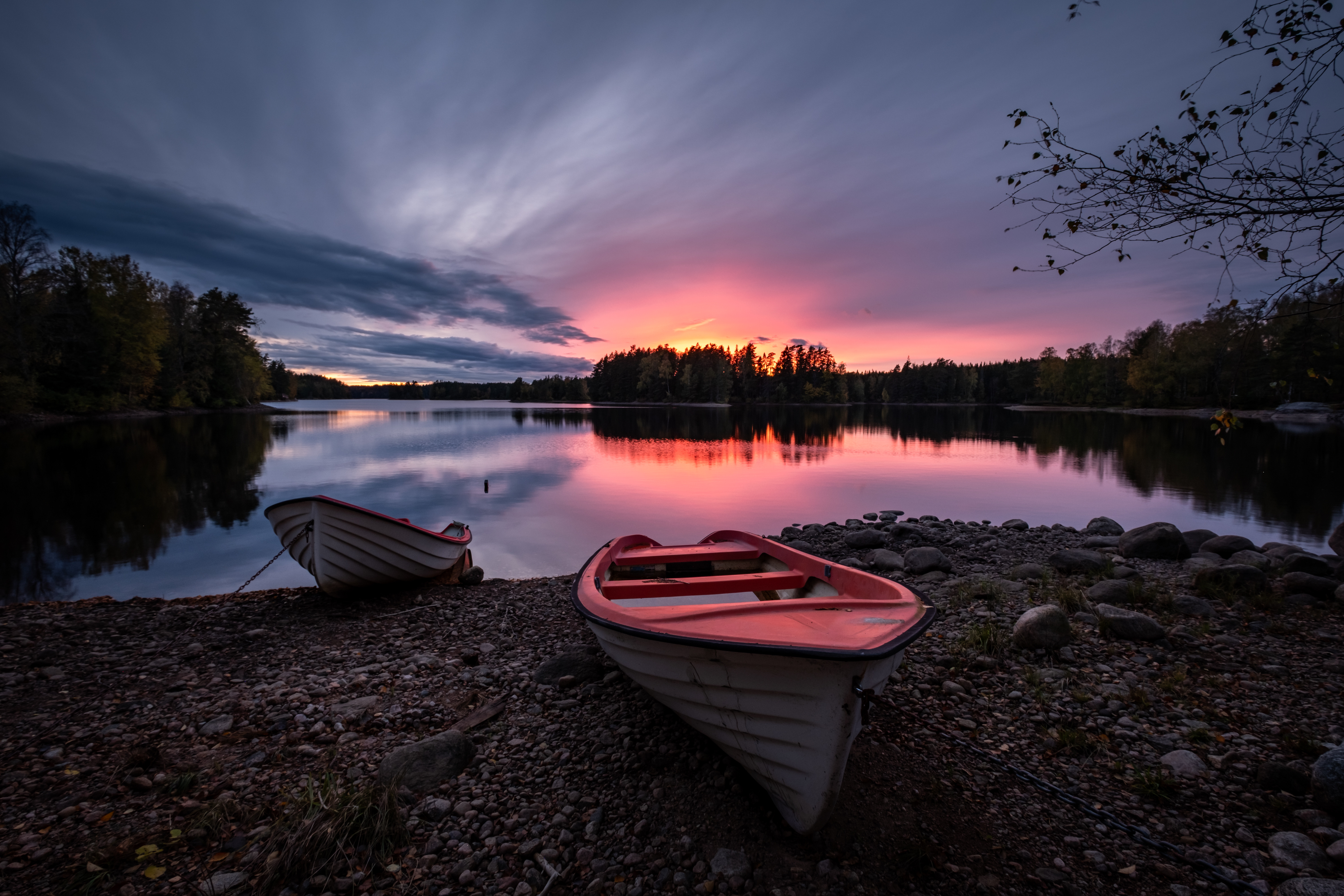 Лодка озеро закат