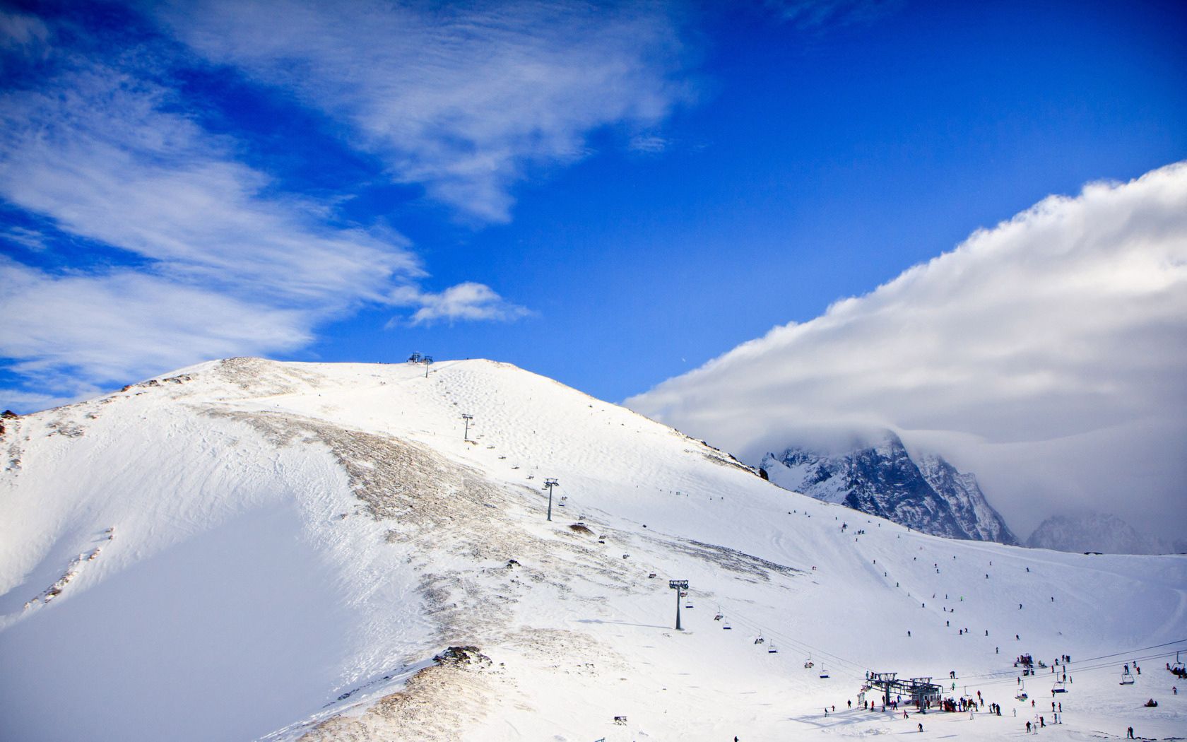 nature, mountains, snow, lift, caucasus, dombay, dombai