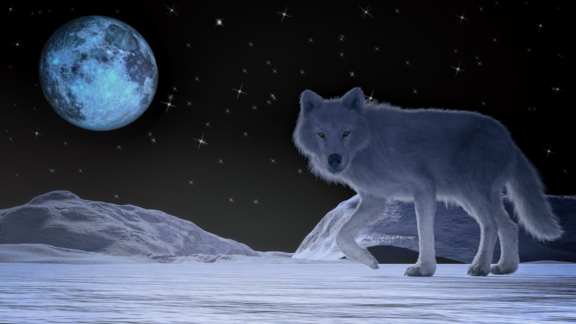 475293 télécharger l'image loup blanc, fantaisie, loup, pleine lune, hiver, animaux fantastiques - fonds d'écran et économiseurs d'écran gratuits