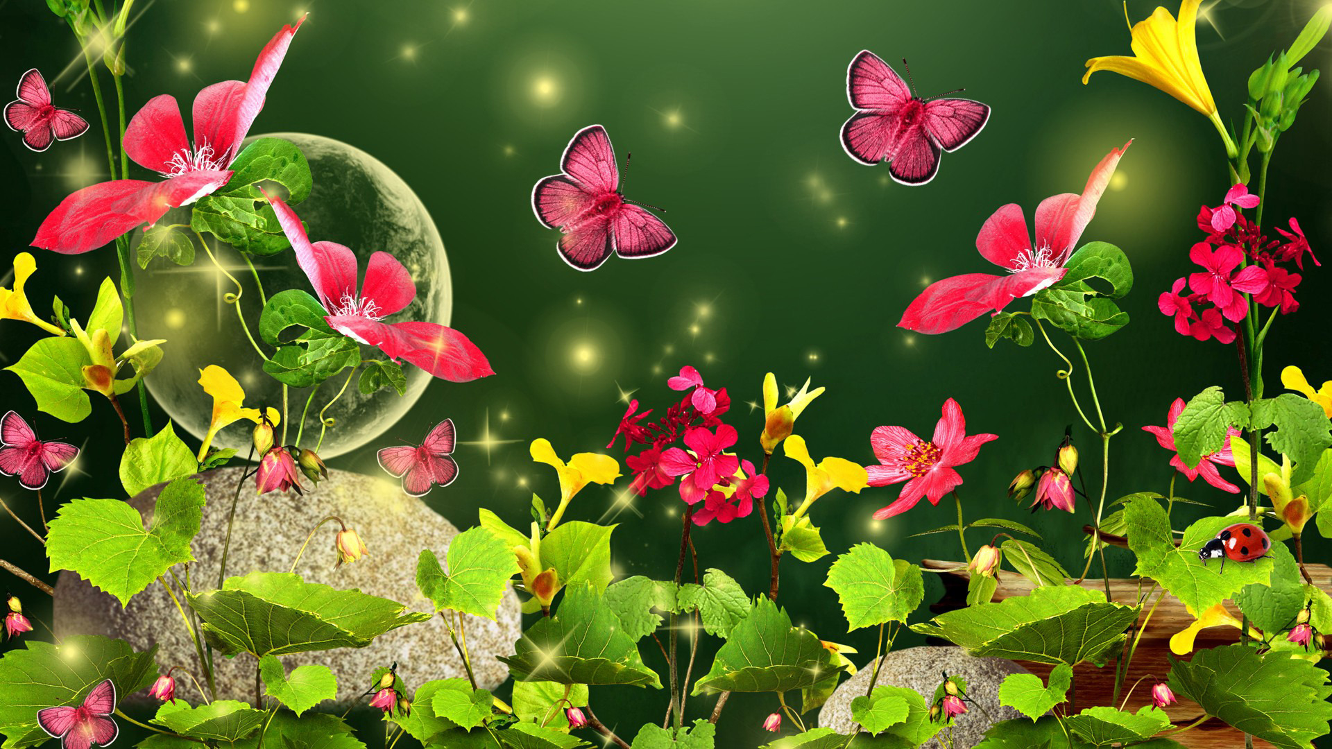artistic, spring, bug, butterfly, flower, leaf 2160p