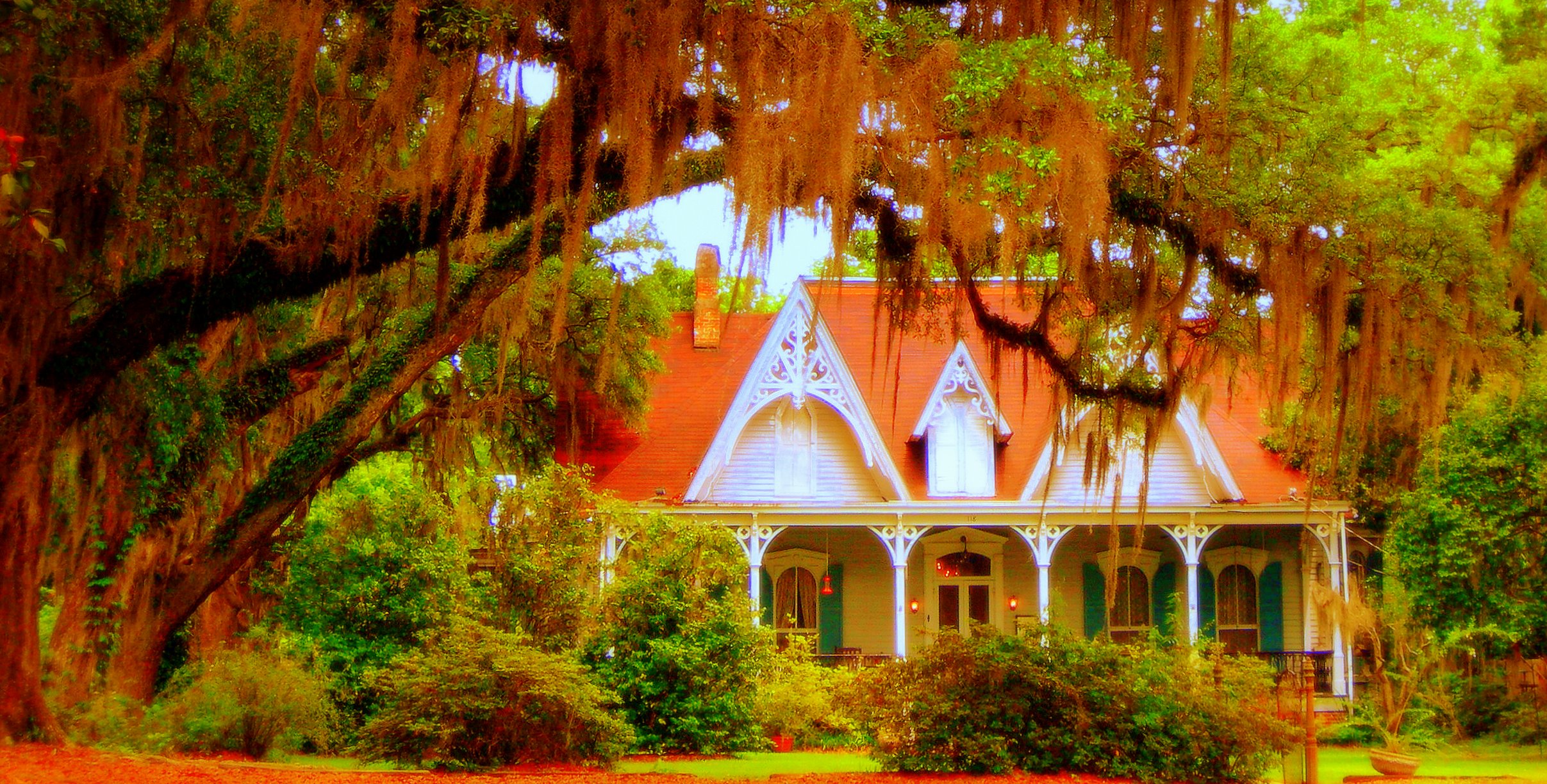 Free HD man made, house, colorful, fall, porch, tree, victorian