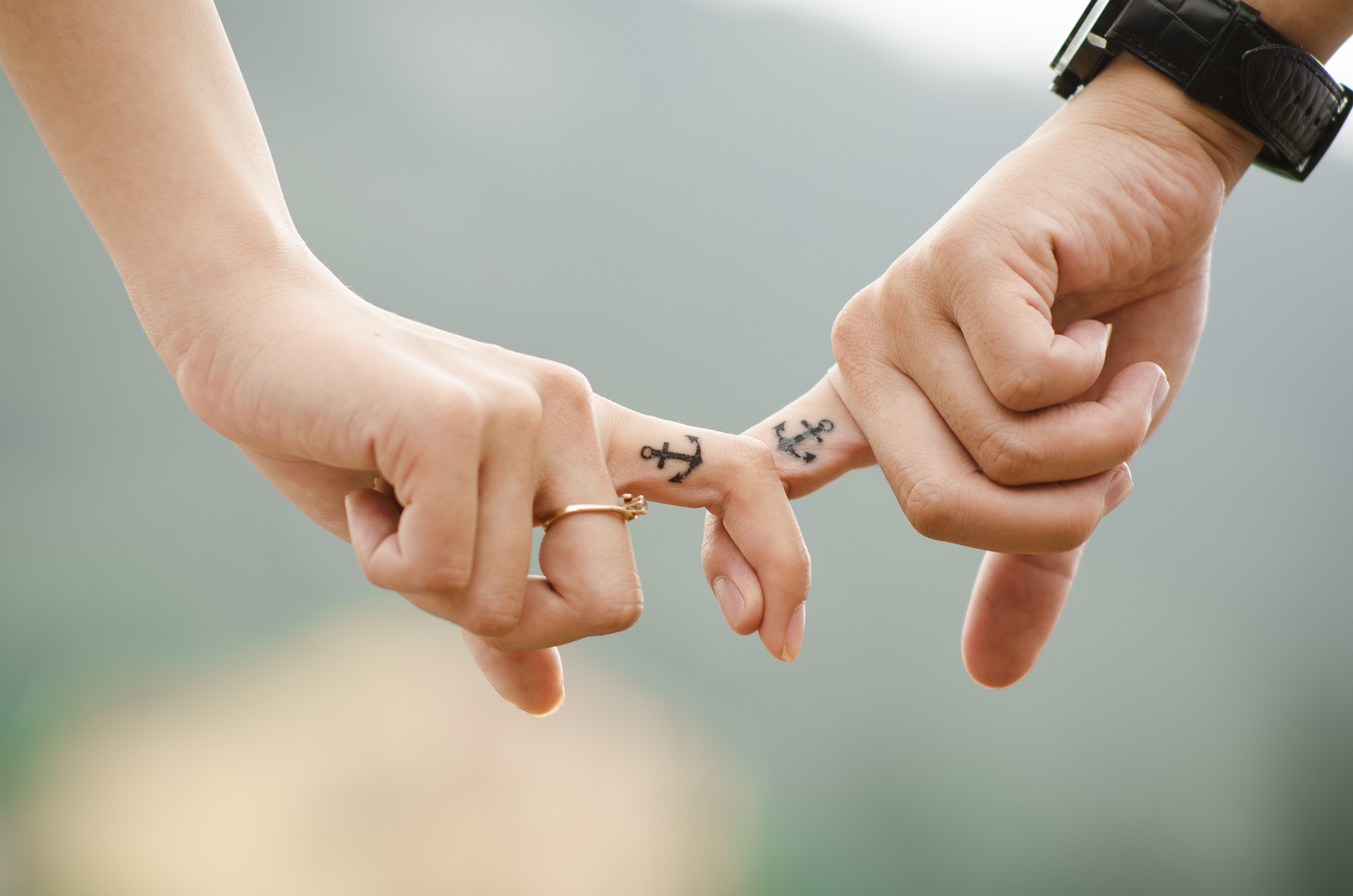 couple, romance, hands, love, pair, tattoo, tattoos, anchor Full HD