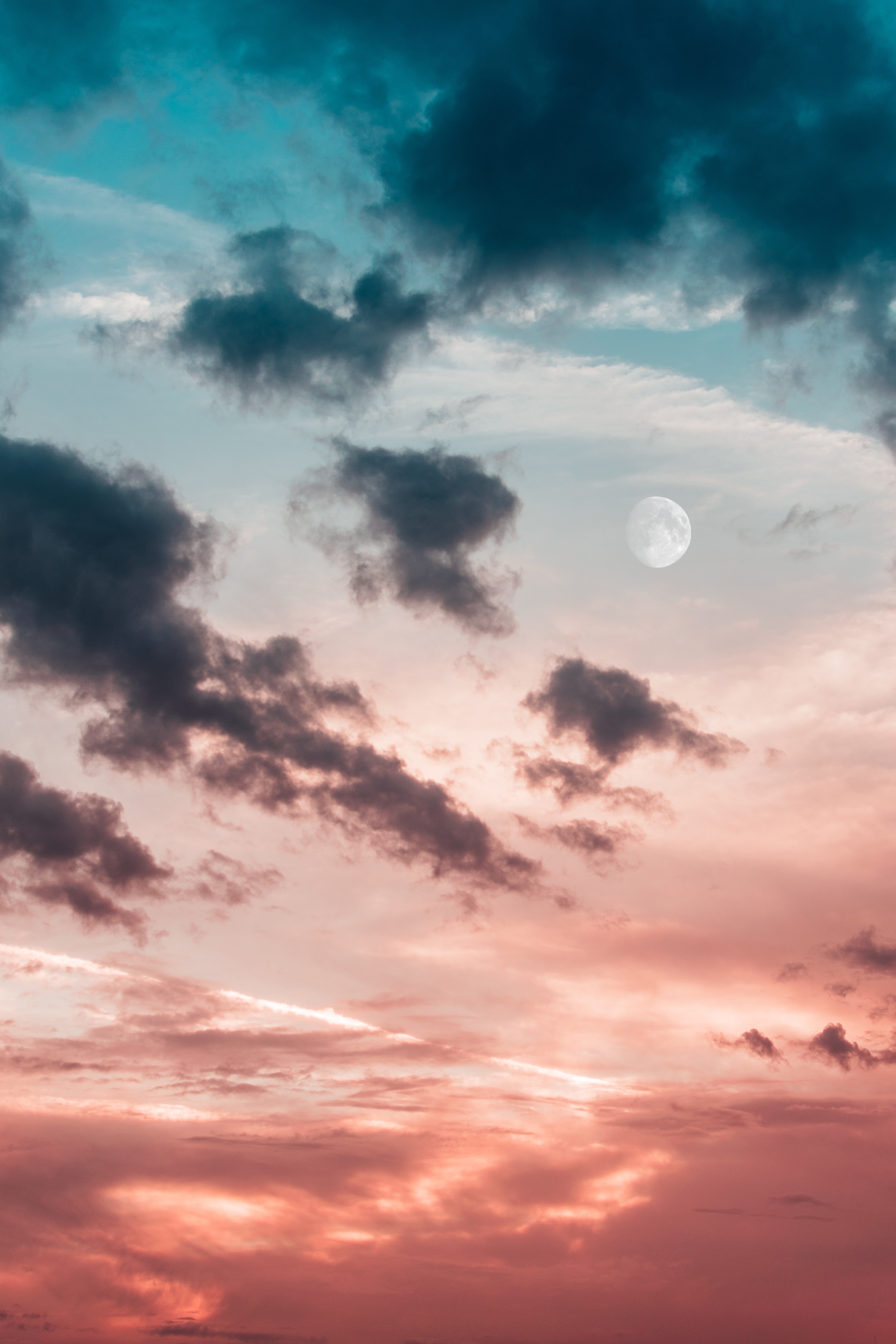免费下载性质, 天空, 云, 月球手机壁纸。