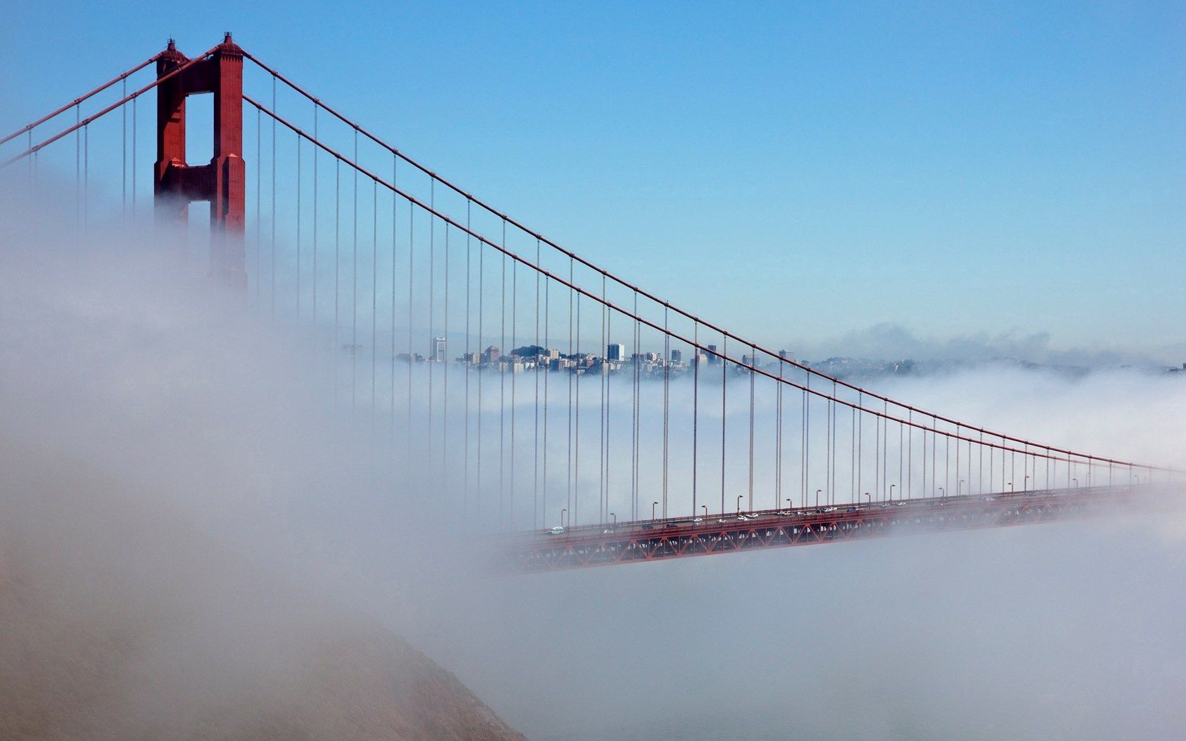 Download mobile wallpaper Cities, Fog, Bridge, San Francisco, California for free.