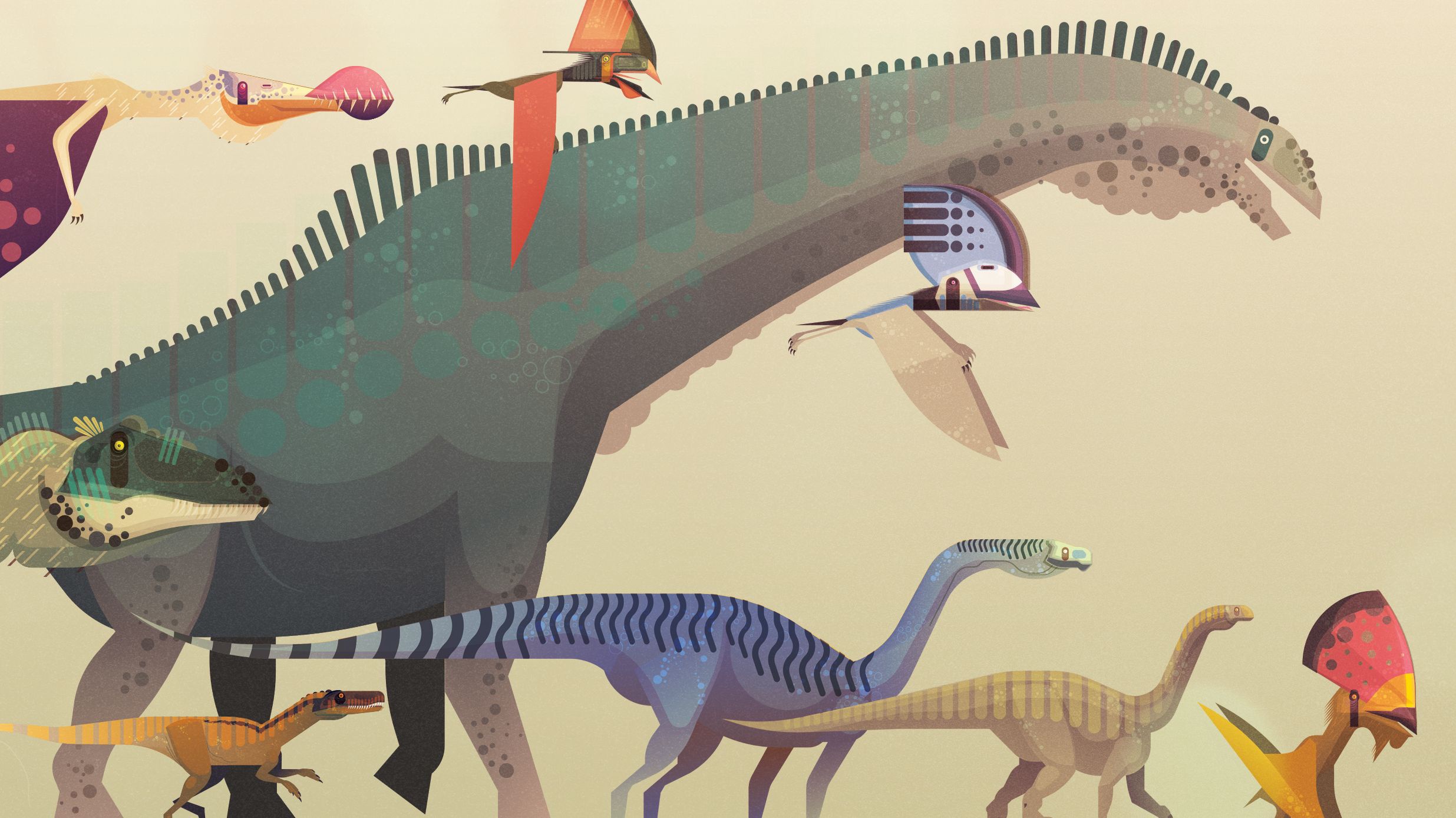 Стилизованные динозавры