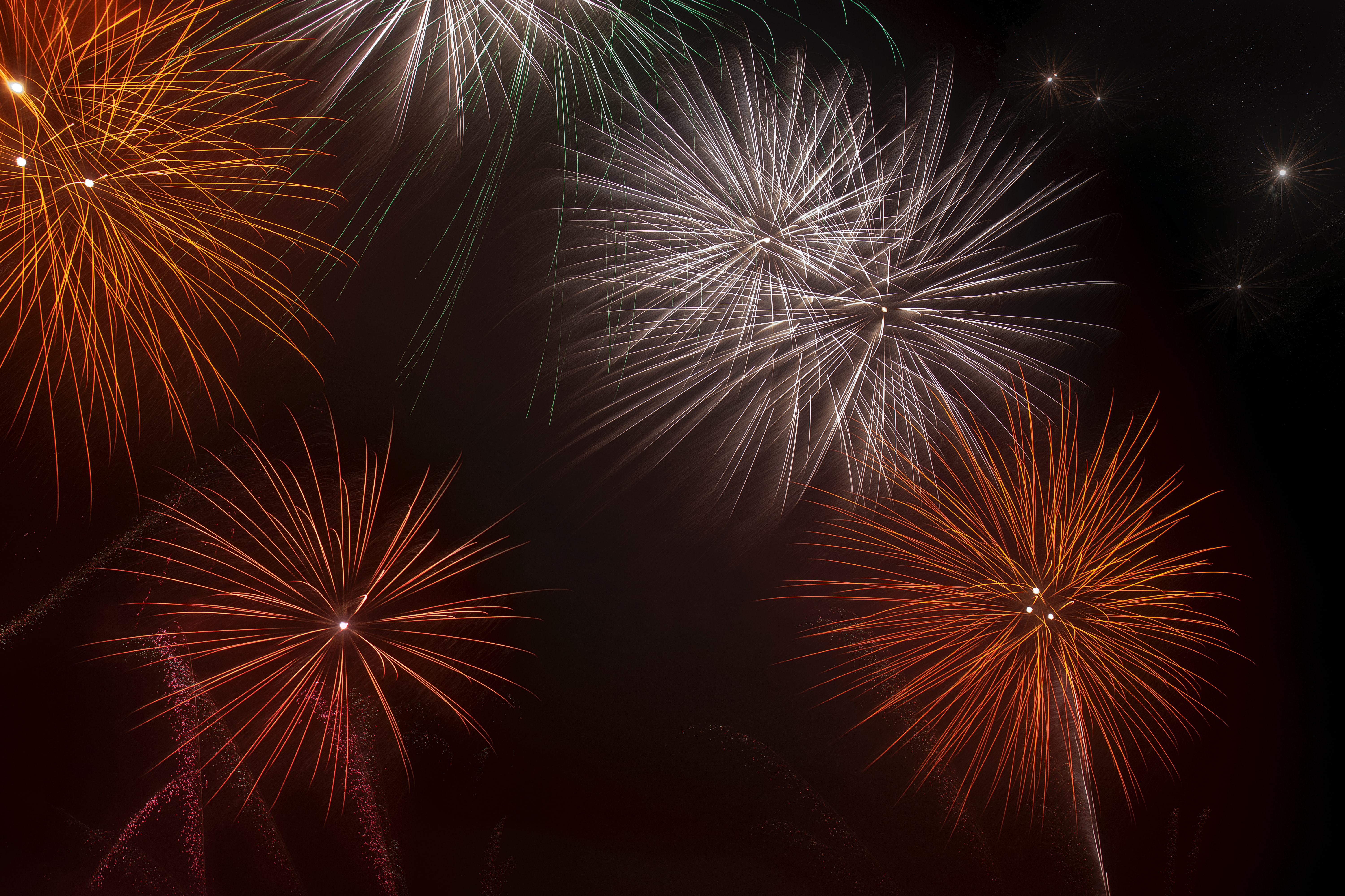 Download mobile wallpaper Holiday, Sparks, Holidays, Fireworks, Firework, Sky, Night for free.